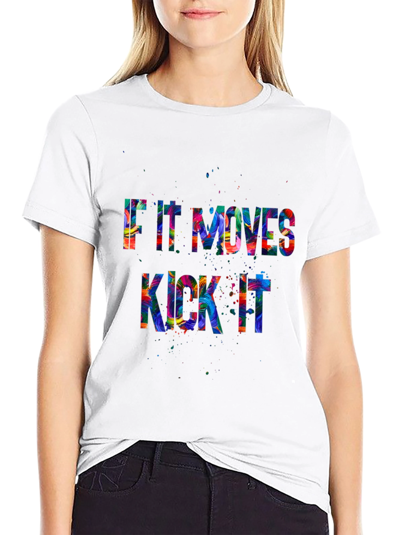 Humorous If It Moves Kick It Graphic Tee