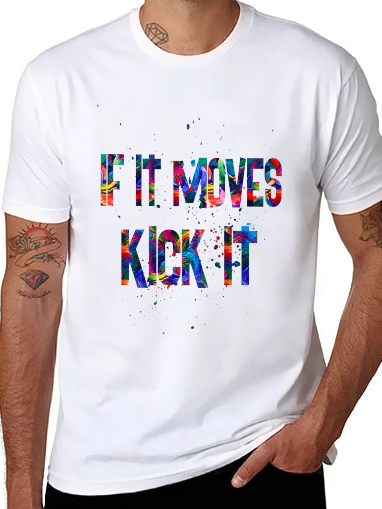 Humorous If It Moves Kick It Graphic Tee