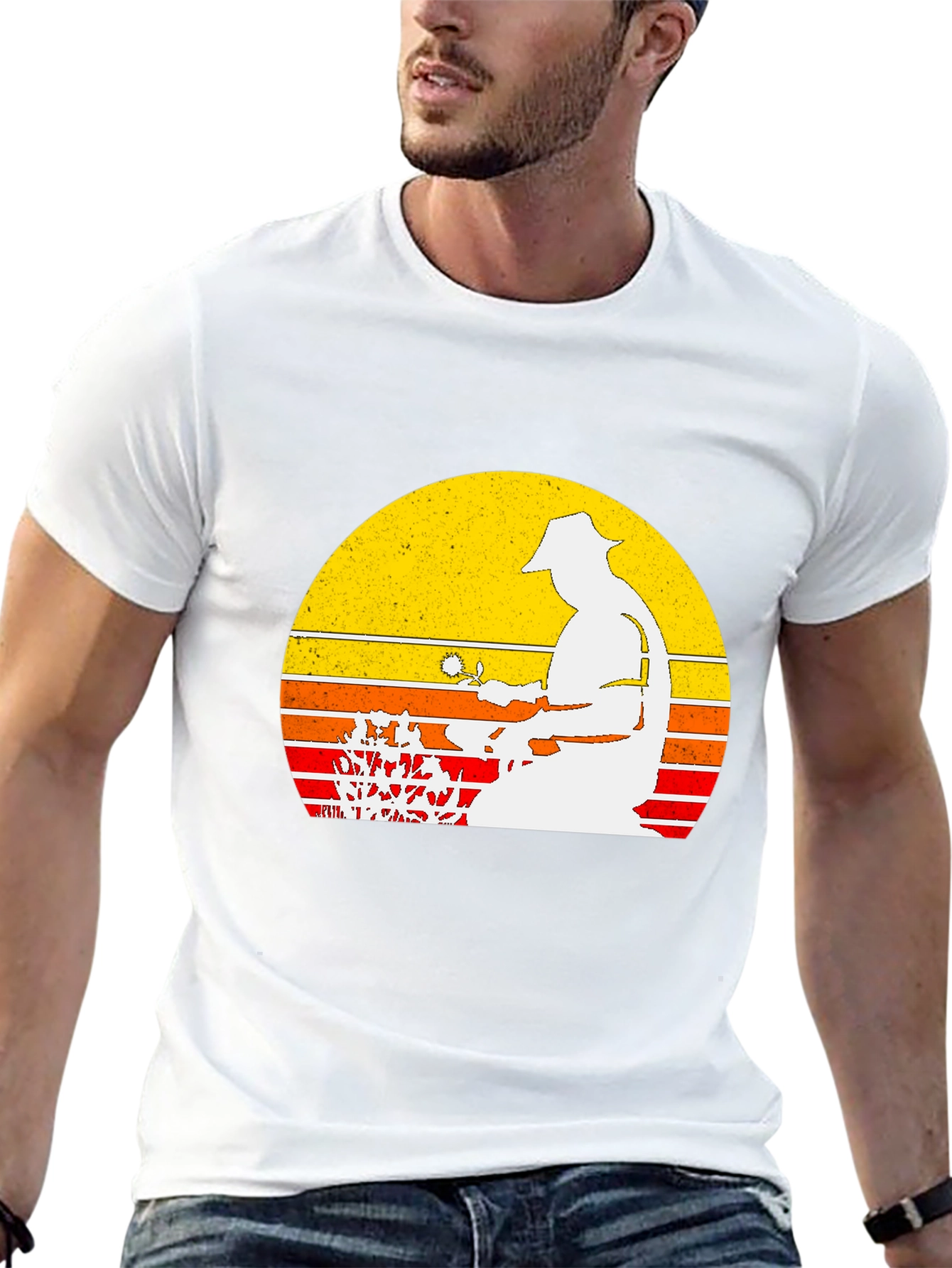 Gardener Sunset Graphic Tee - Black Cotton Blend Shirt
