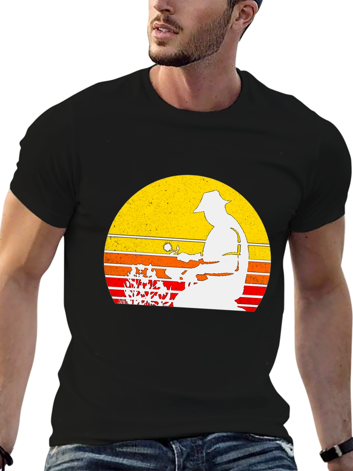 Gardener Sunset Graphic Tee - Black Cotton Blend Shirt