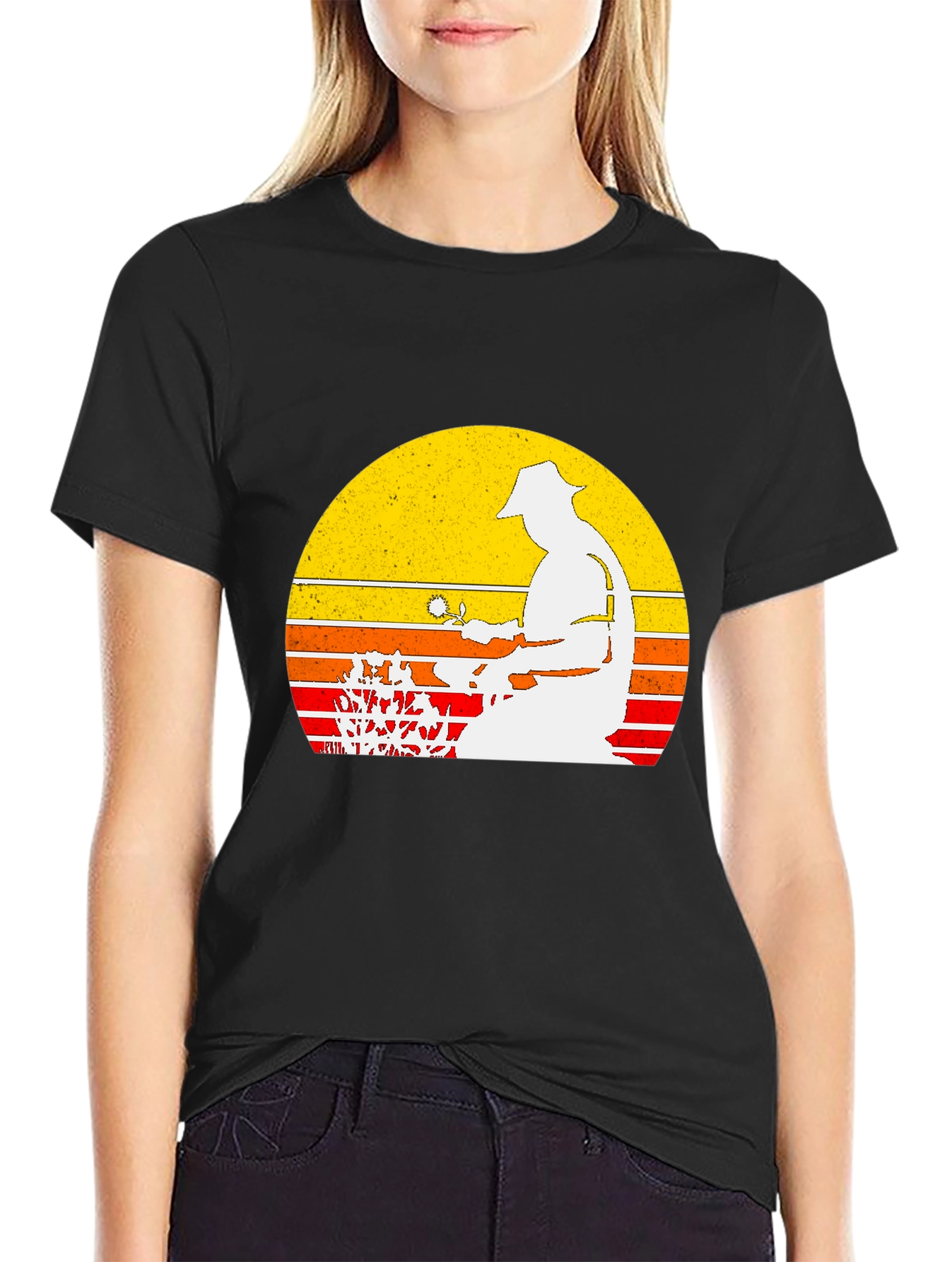 Gardener Sunset Graphic Tee - Black Cotton Blend Shirt