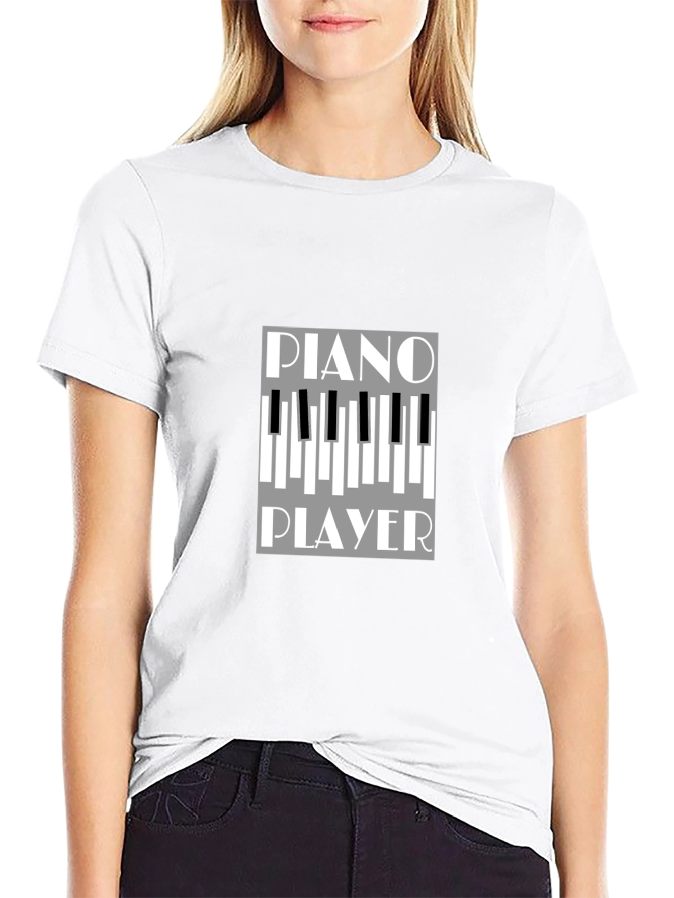 Piano Player Graphic Tee - Black Cotton T-Shirt