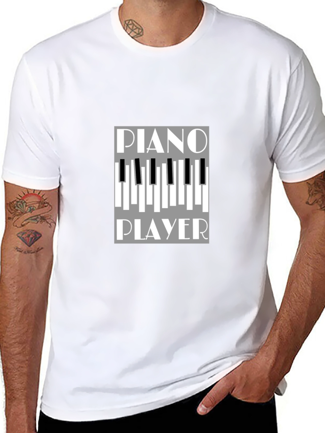 Piano Player Graphic Tee - Black Cotton T-Shirt