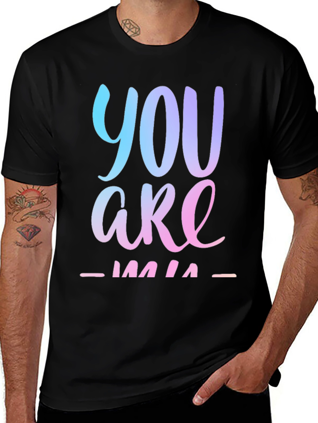 You Are Mine Gradient Graphic Tee - Black