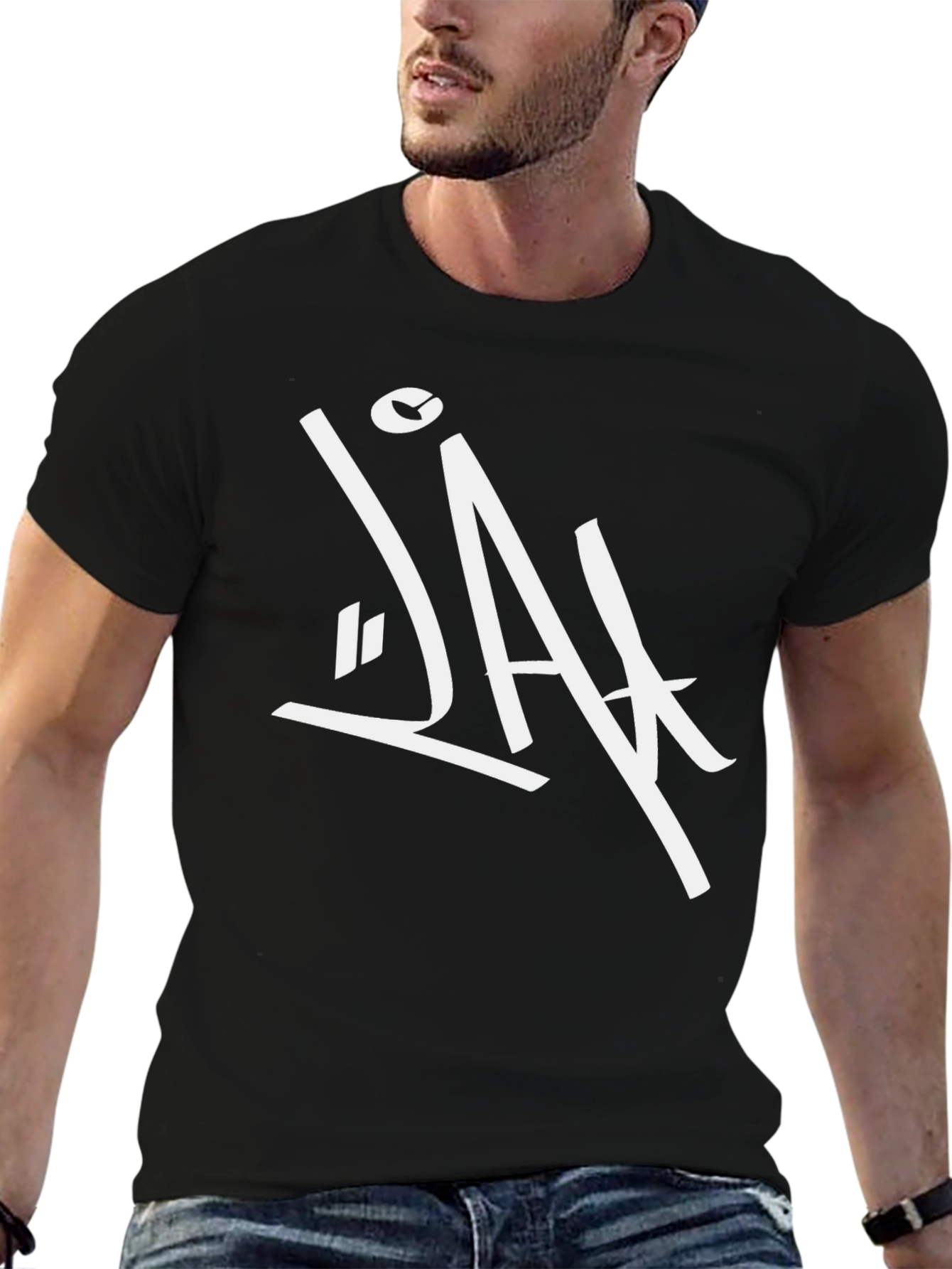 Modern Graphic Tee - Black with White Logo Design