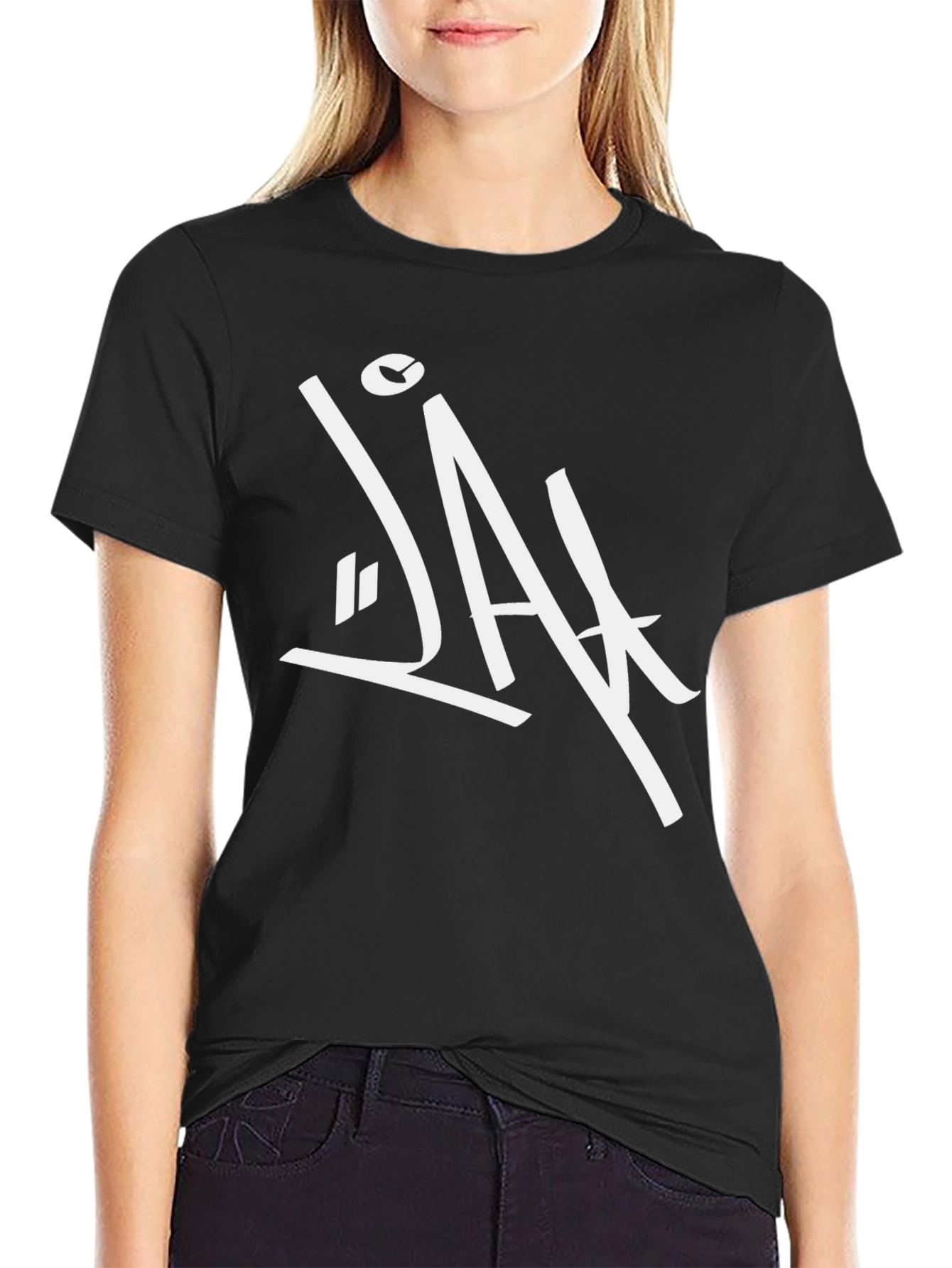 Modern Graphic Tee - Black with White Logo Design