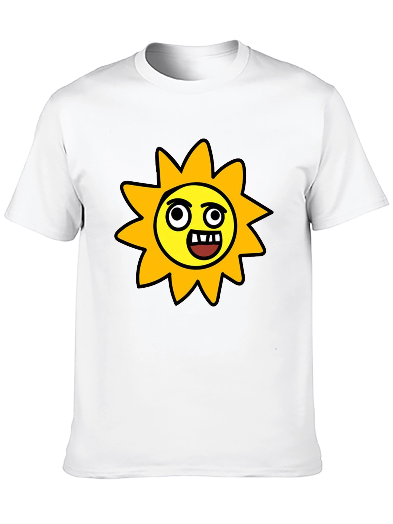 Funny Cartoon Sun Graphic Tee - Black