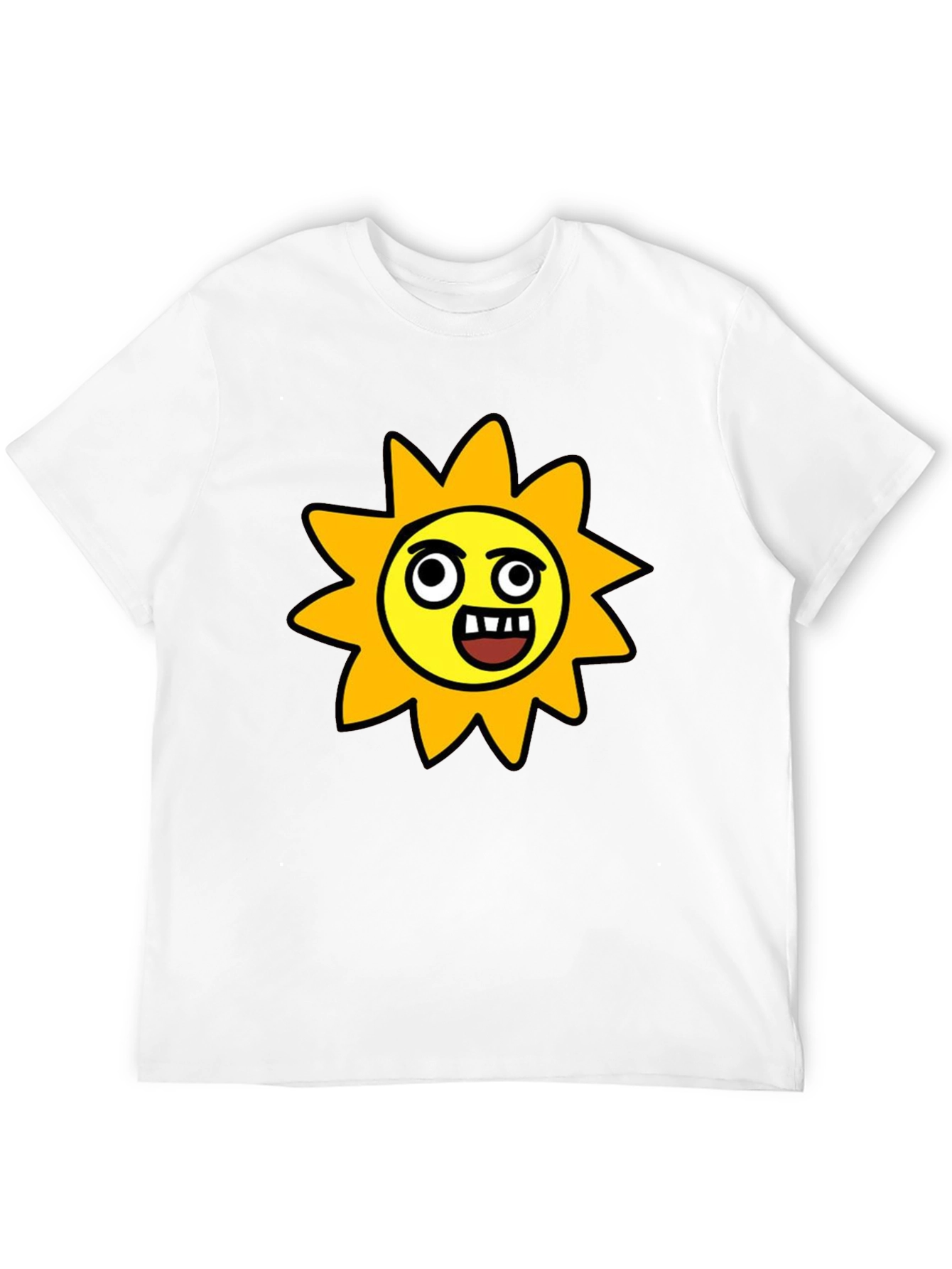 Funny Cartoon Sun Graphic Tee - Black