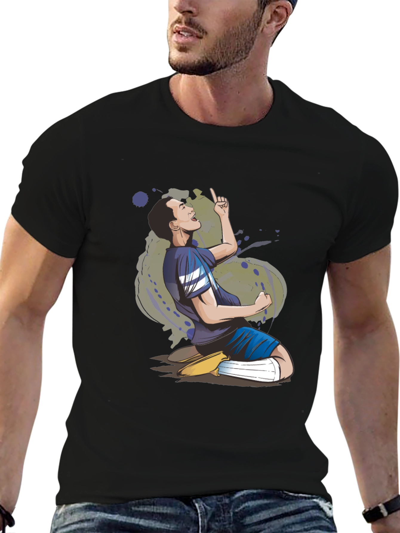 T-Shirt with a Sporting Cartoon Design