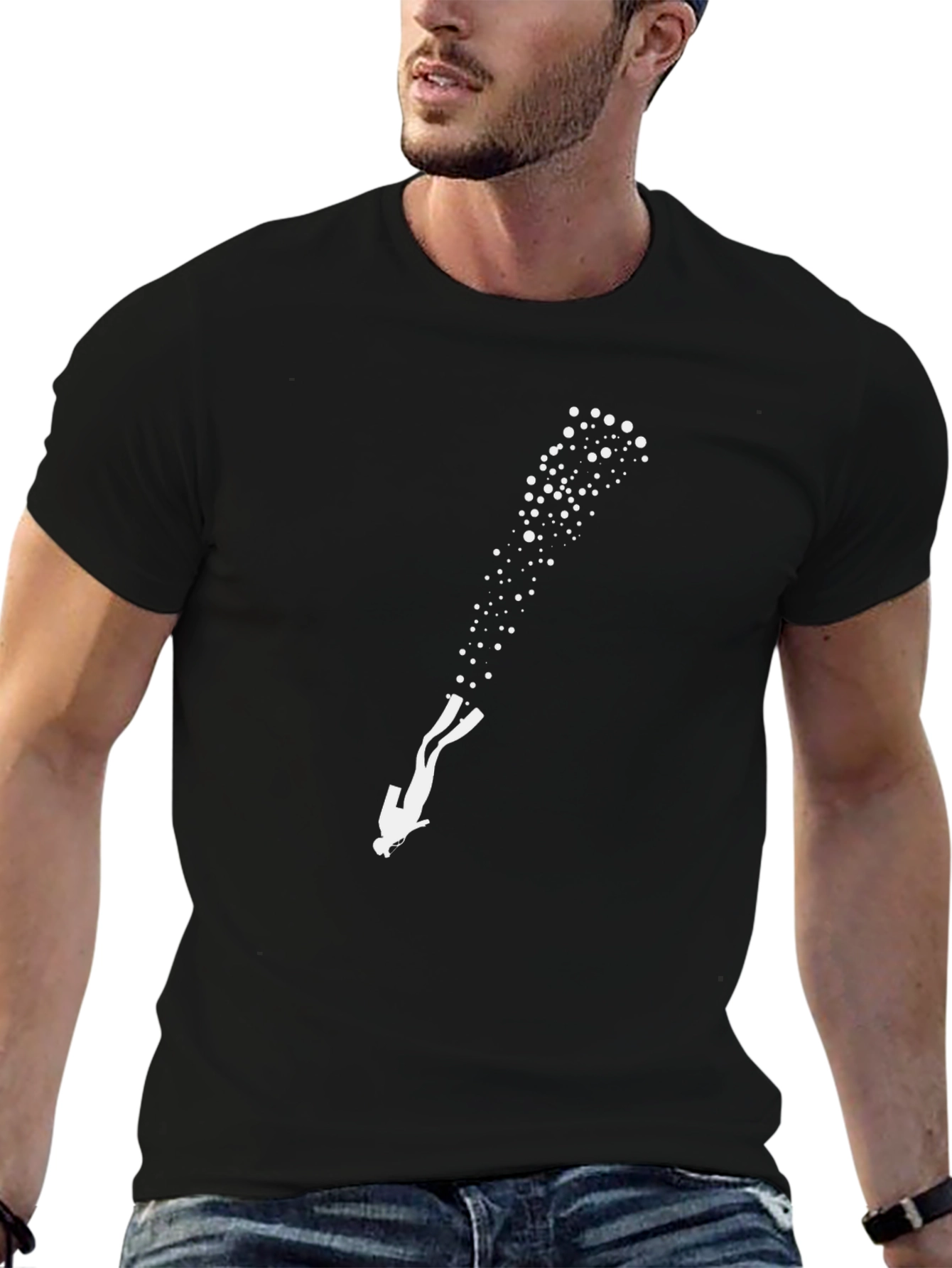 Diver Silhouette Graphic T-Shirt - Black