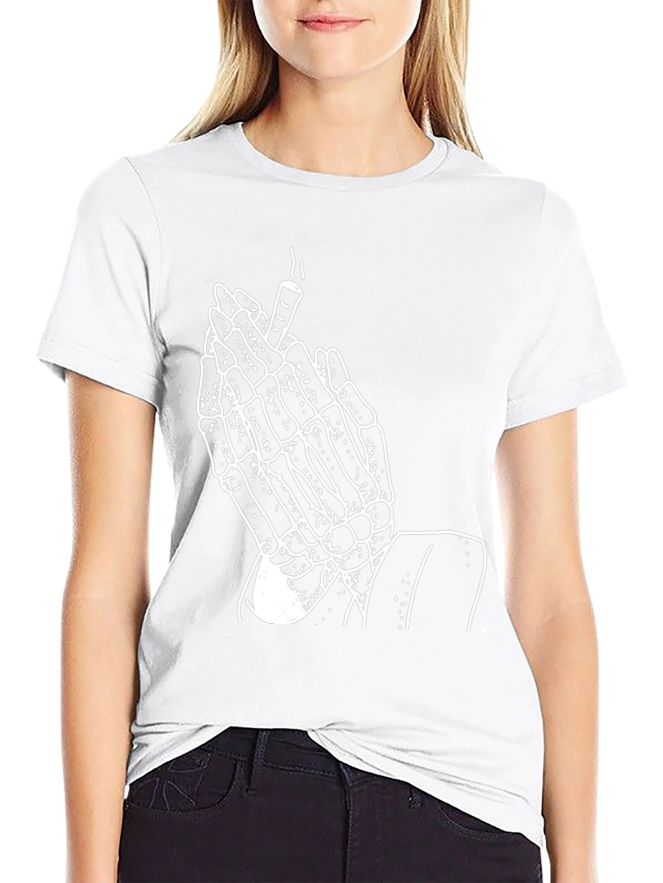 Skeleton Praying Hands T-Shirt - Graphic Tee