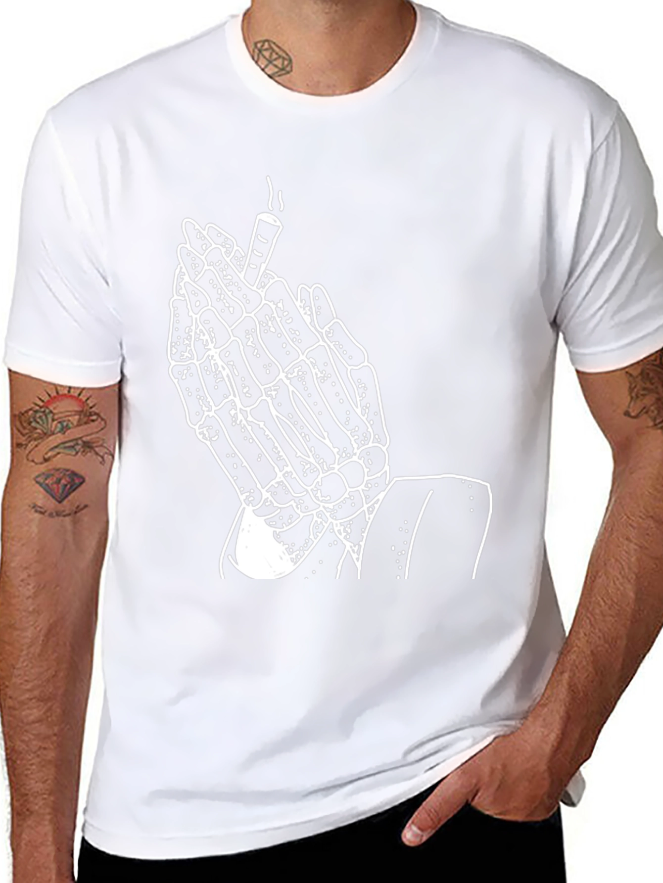 Skeleton Praying Hands T-Shirt - Graphic Tee