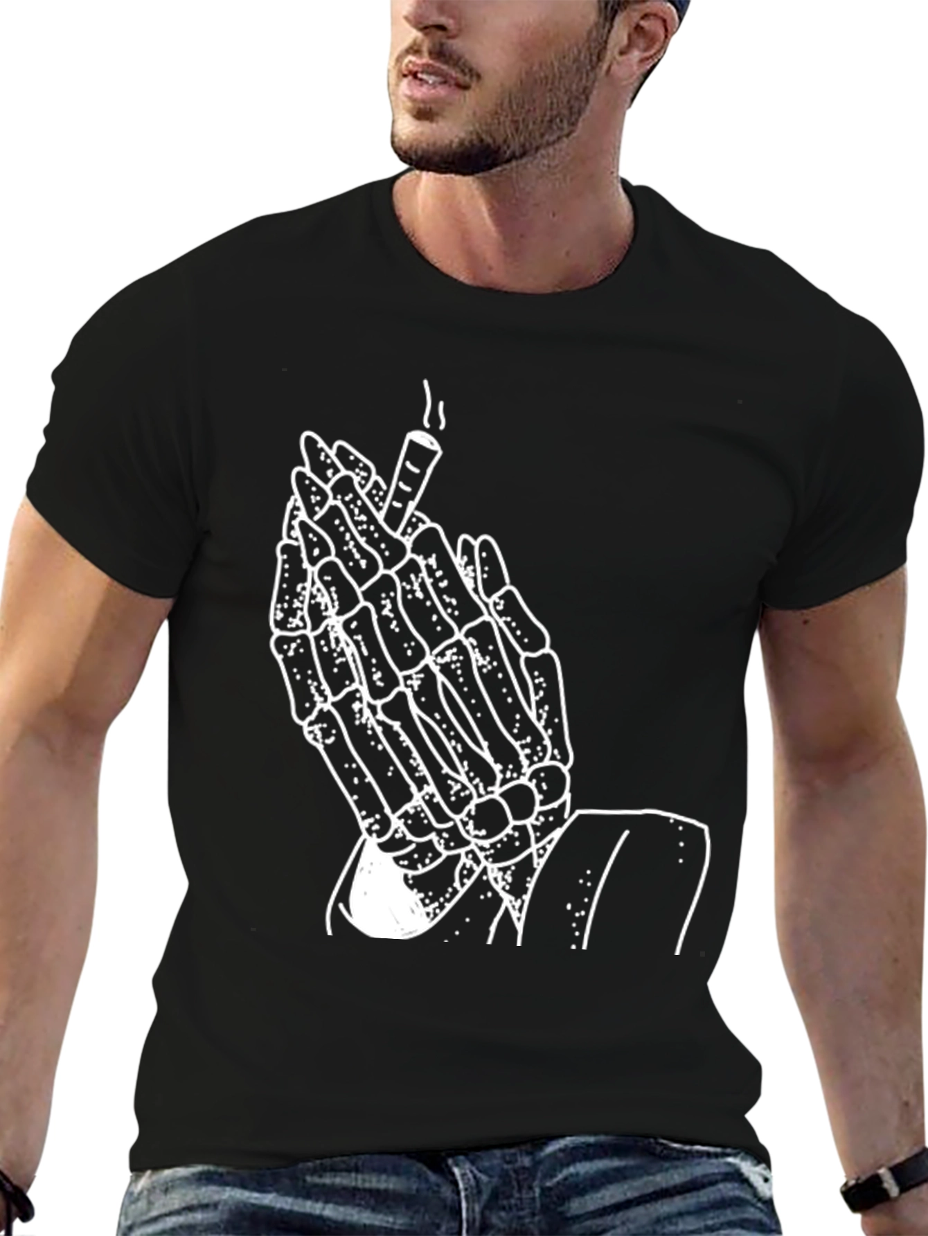 Skeleton Praying Hands T-Shirt - Graphic Tee