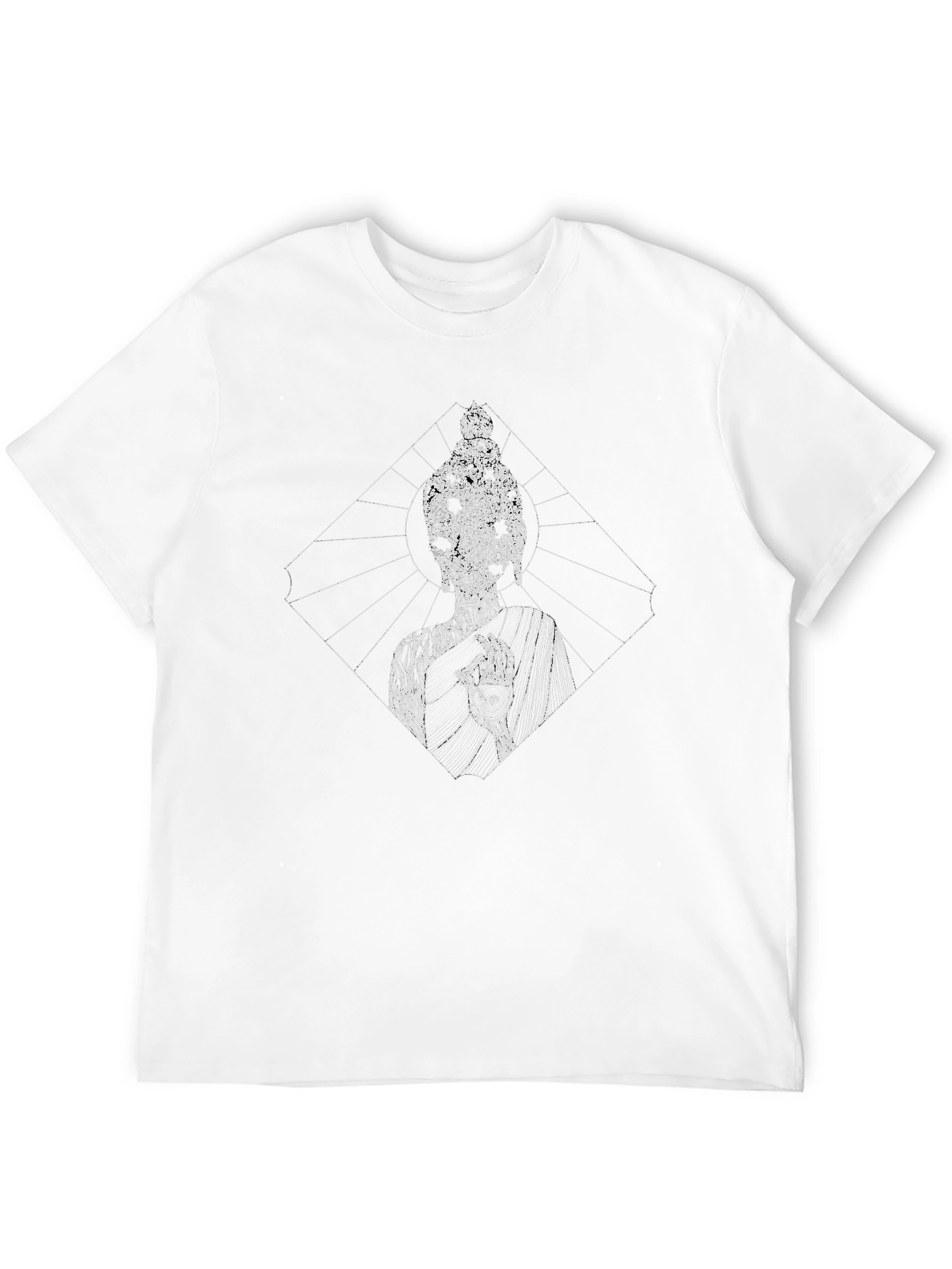 Geometric Buddha Graphic Black T-Shirt