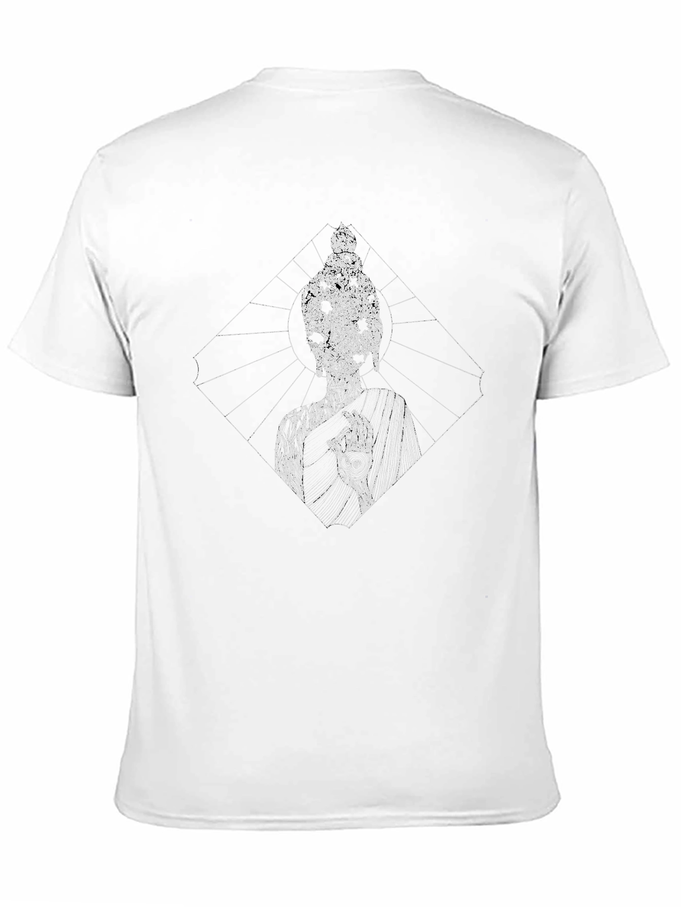 Geometric Buddha Graphic Black T-Shirt