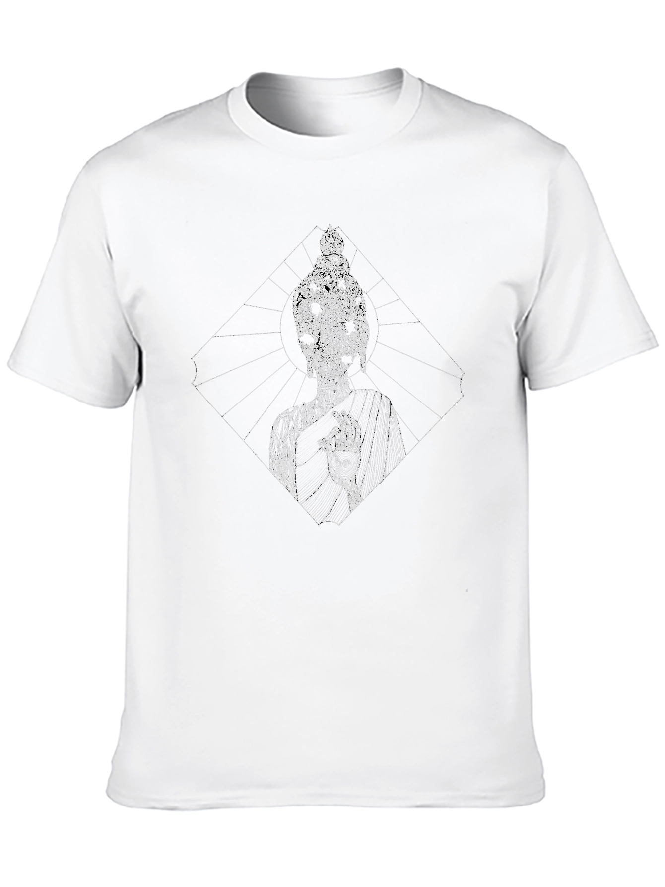 Geometric Buddha Graphic Black T-Shirt