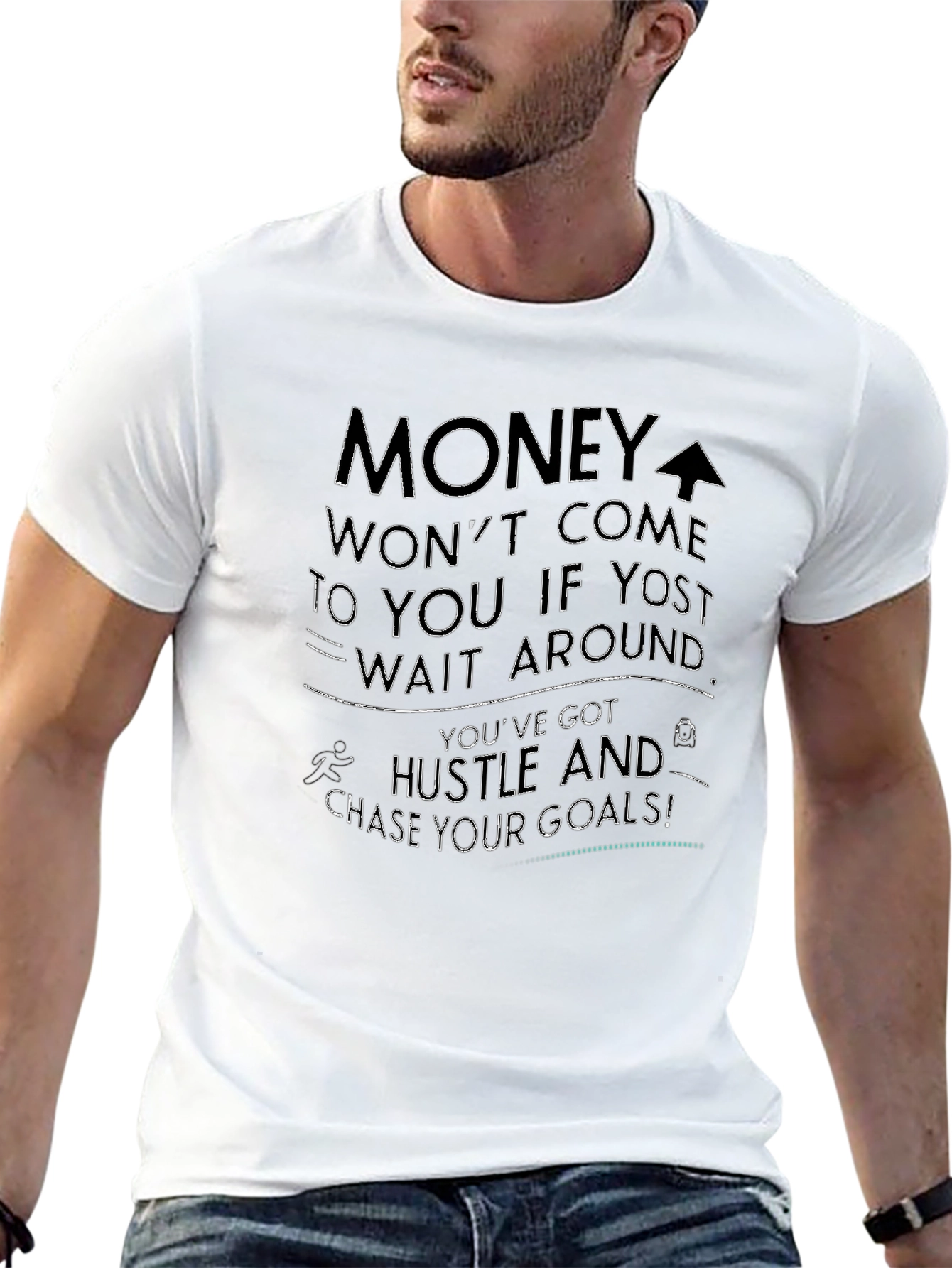 Motivational Black T-Shirt Hustle For Goals