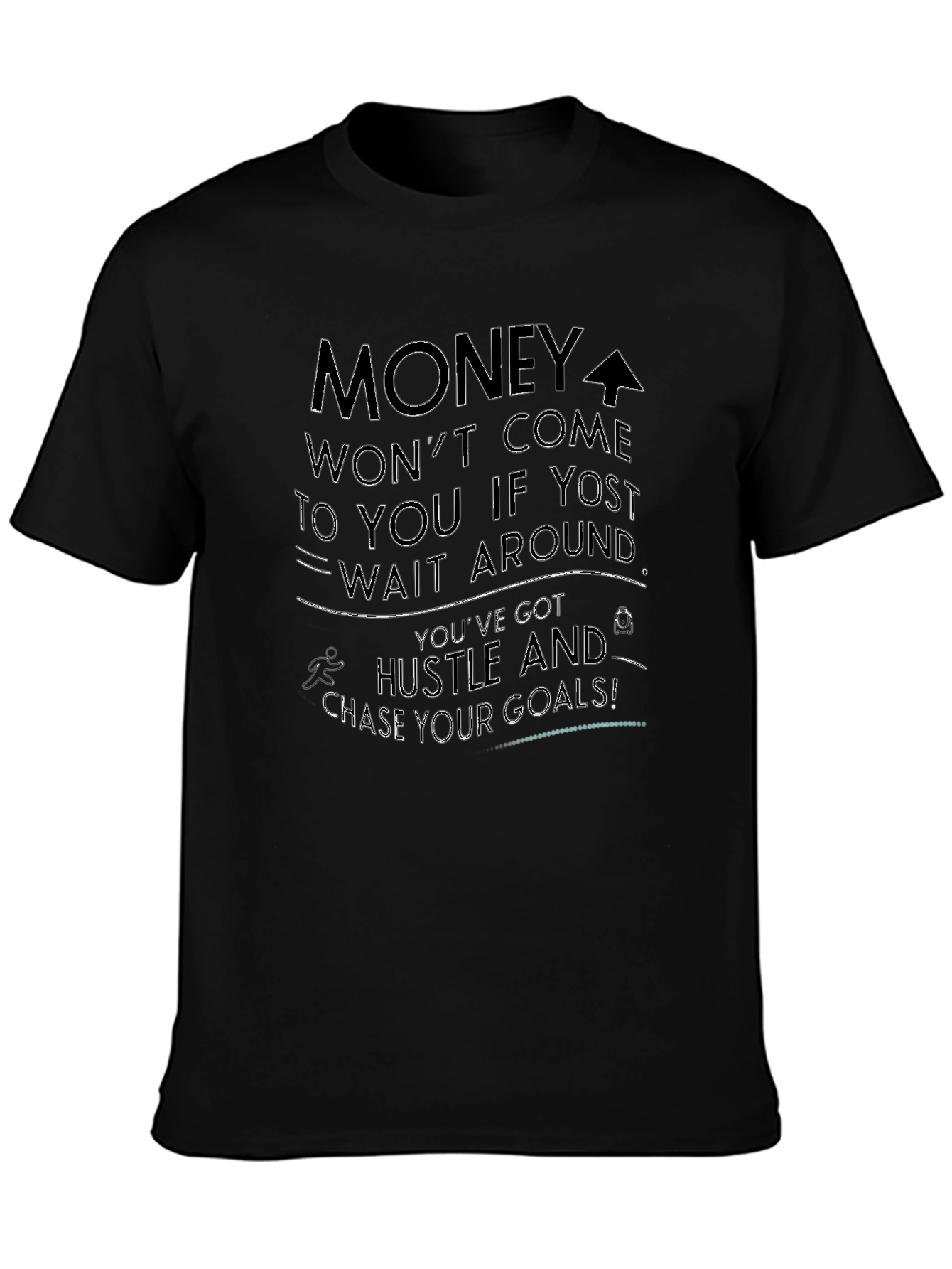 Motivational Black T-Shirt Hustle For Goals