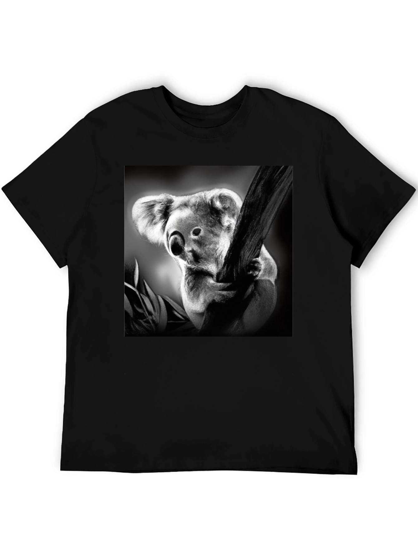 Koala Bear Print Black T-Shirt