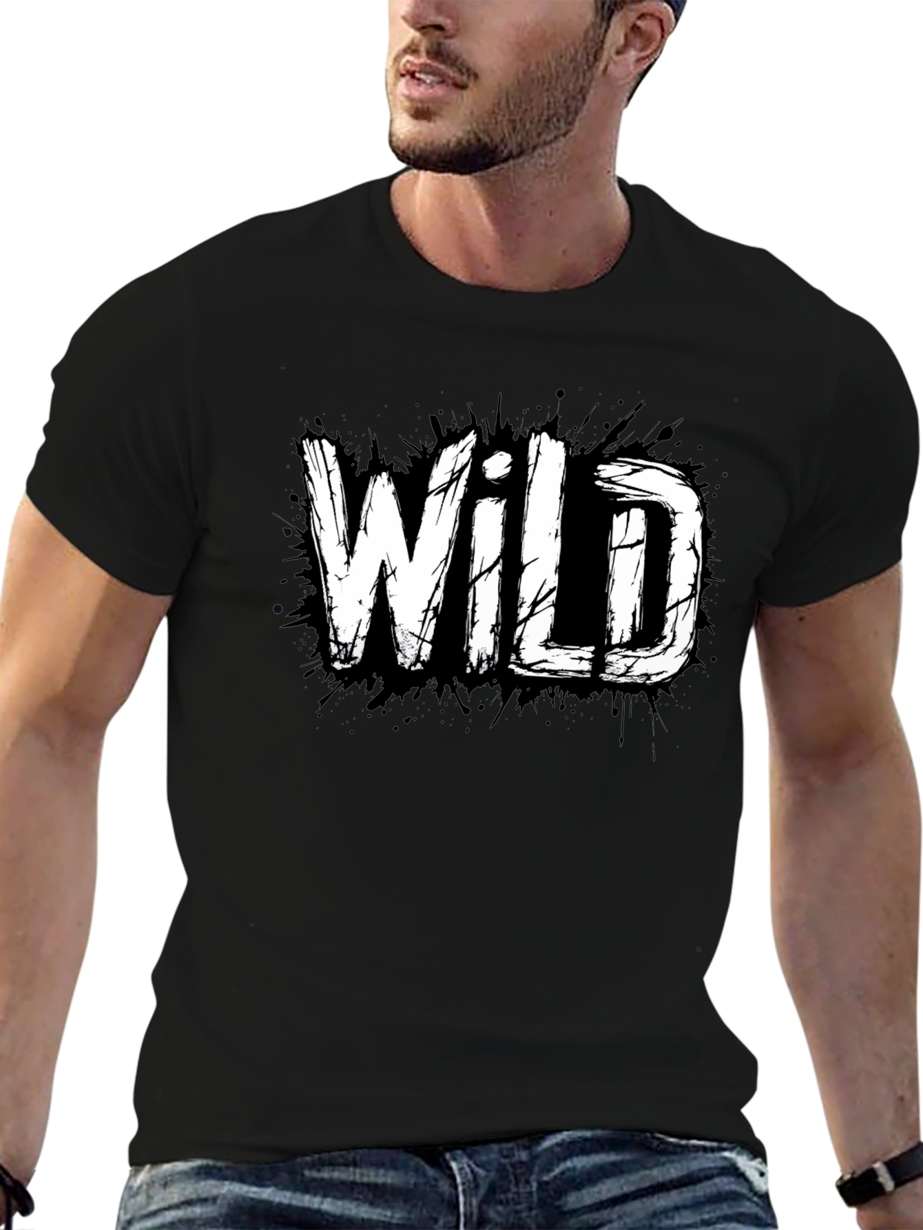 Wild Graphic Print Black T-Shirt