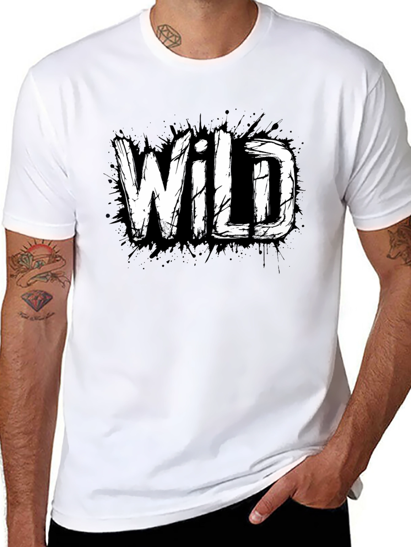 Wild Graphic Print Black T-Shirt