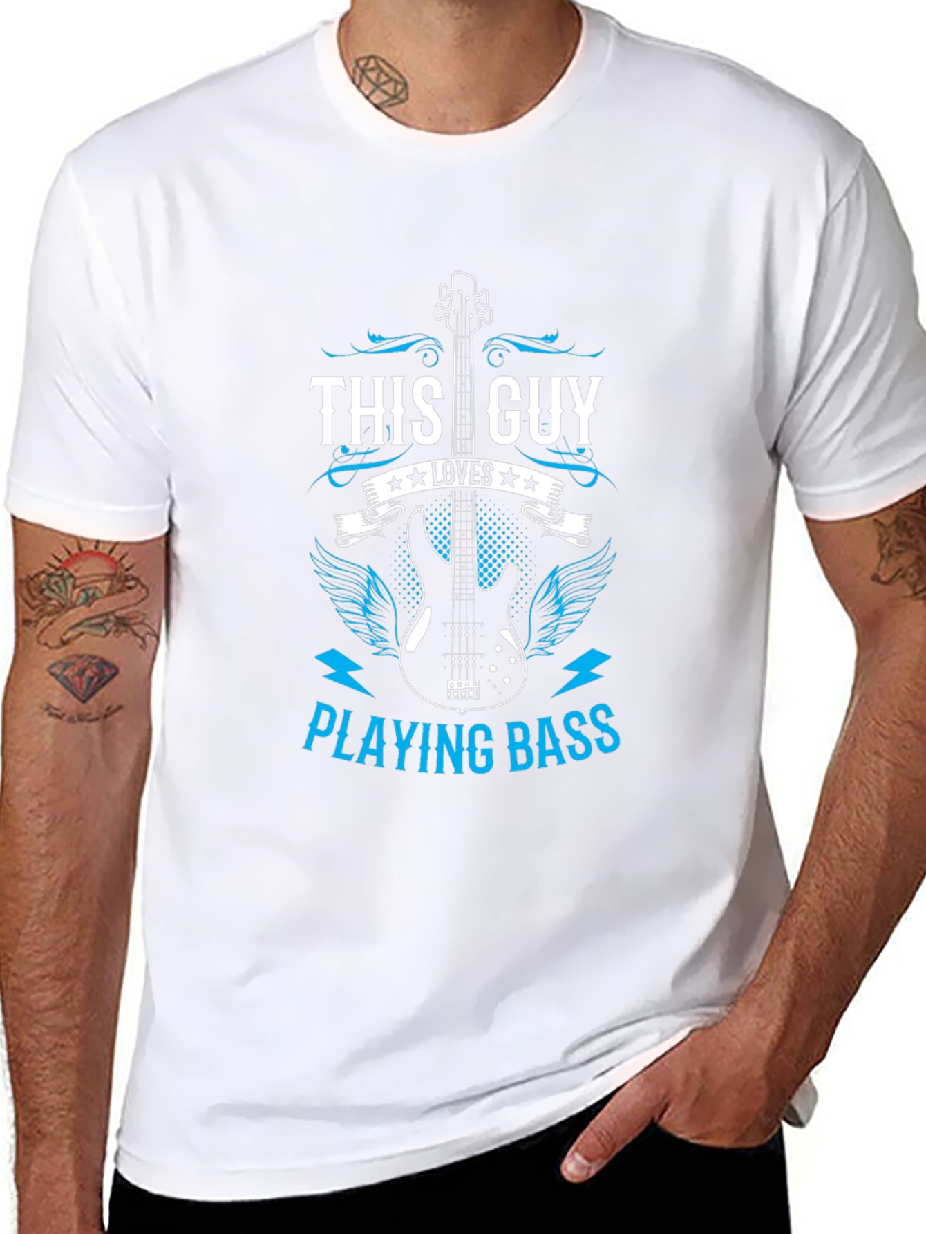 This Guy Loves Playing Bass T-Shirt Music Lover Tee