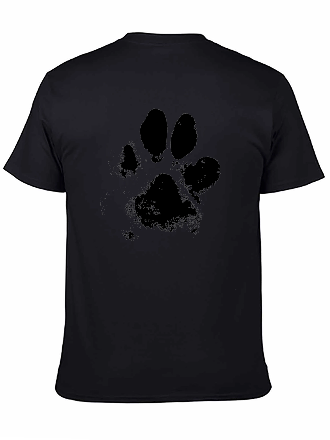 Black T-Shirt with Paw Print Graphic