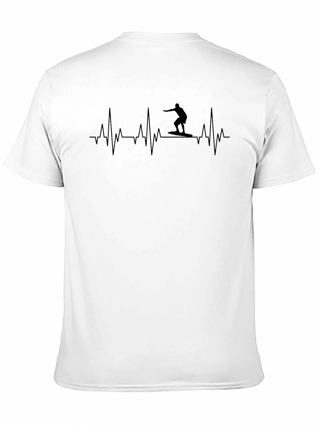 Surfing Heartbeat Graphic Tee - Black Cotton T-Shirt
