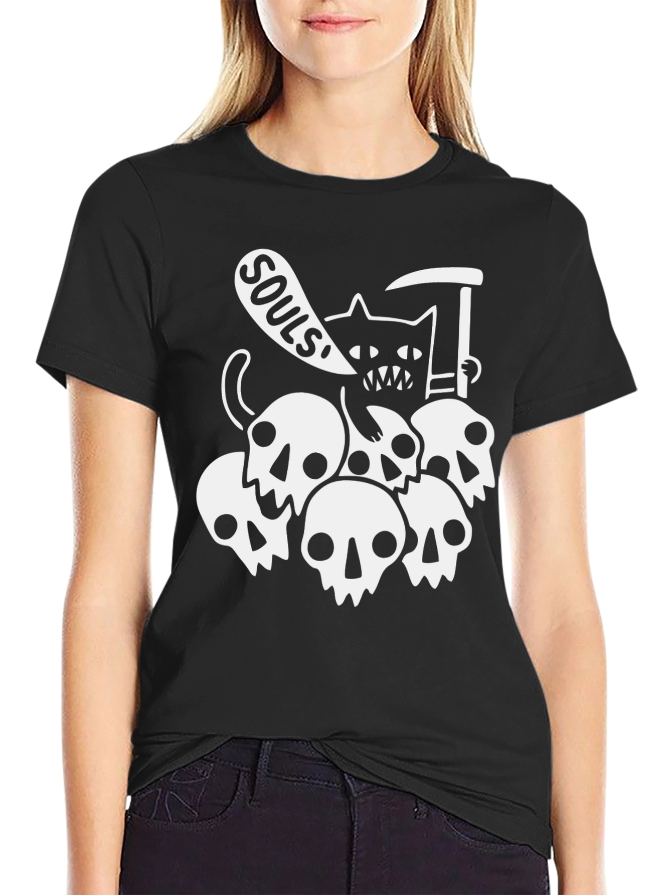 Grim Reaper Cat T-Shirt - Souls Design