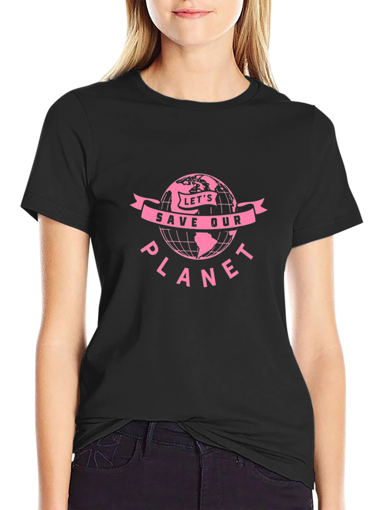 Lets Save Our Planet Graphic Tee - Black