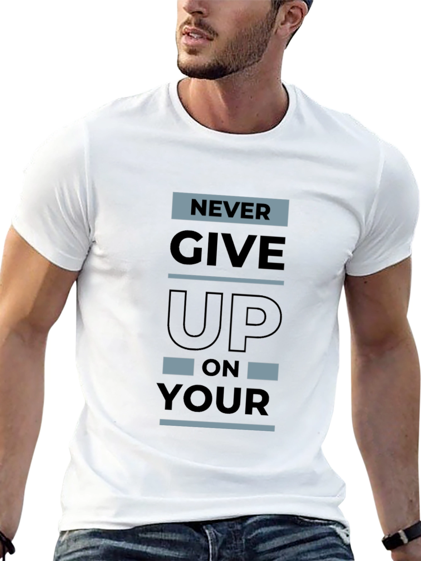 Motivational Black T-Shirt - Never Give Up On Your