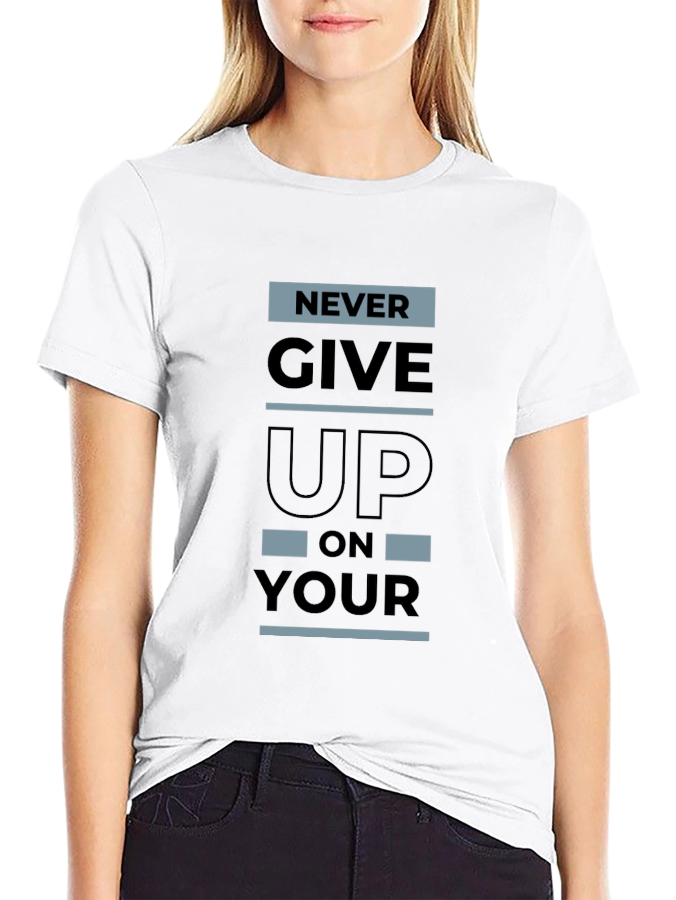 Motivational Black T-Shirt - Never Give Up On Your
