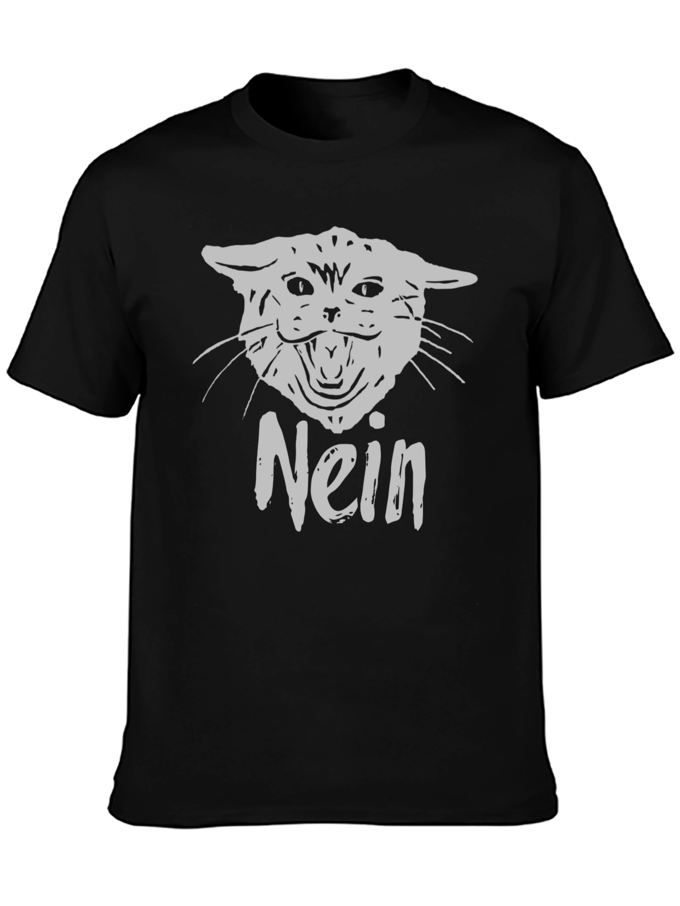 Nein Cat Graphic T-Shirt - Black Cotton Tee