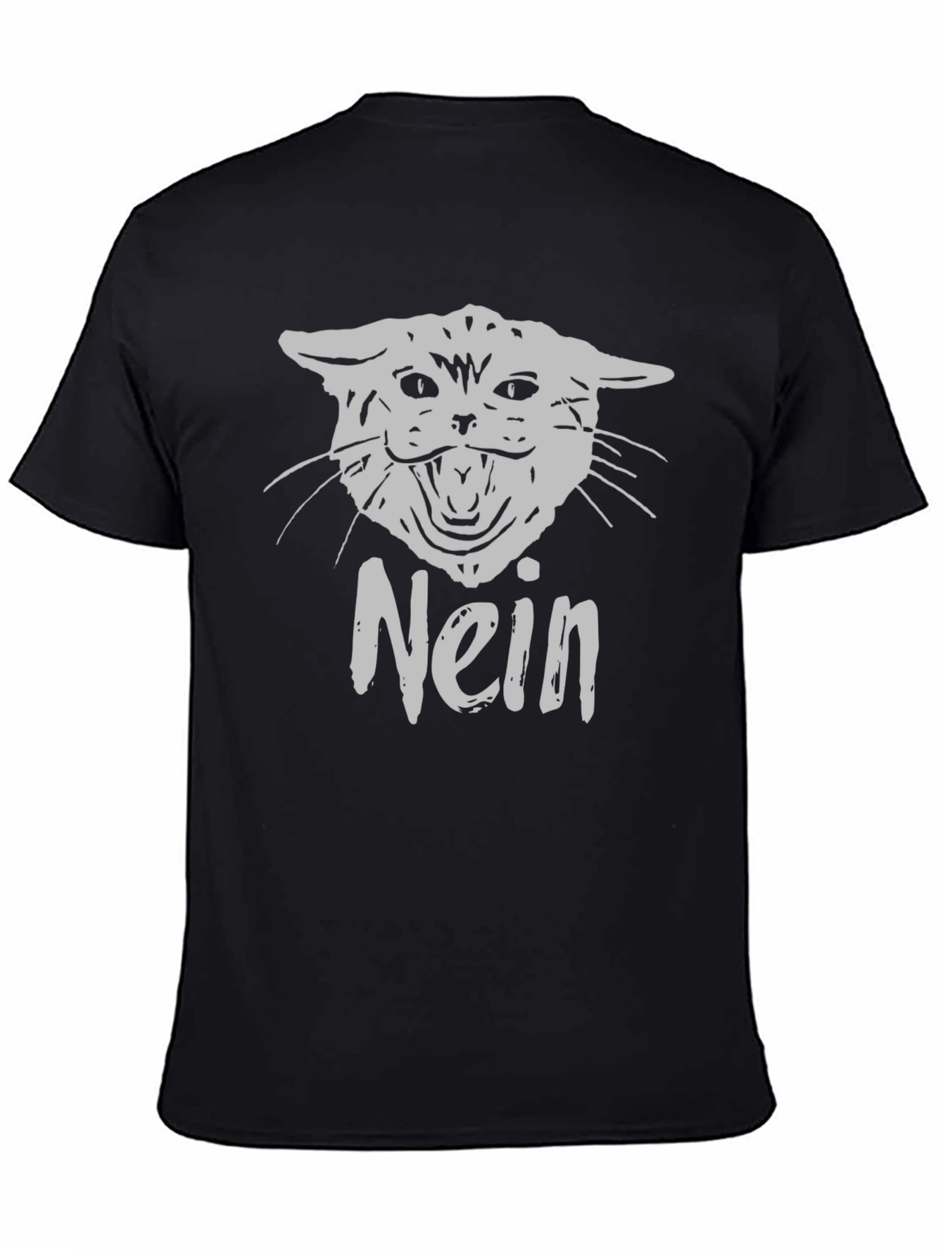 Nein Cat Graphic T-Shirt - Black Cotton Tee