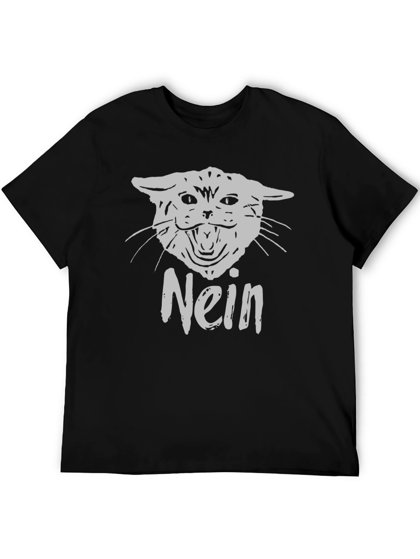 Nein Cat Graphic T-Shirt - Black Cotton Tee