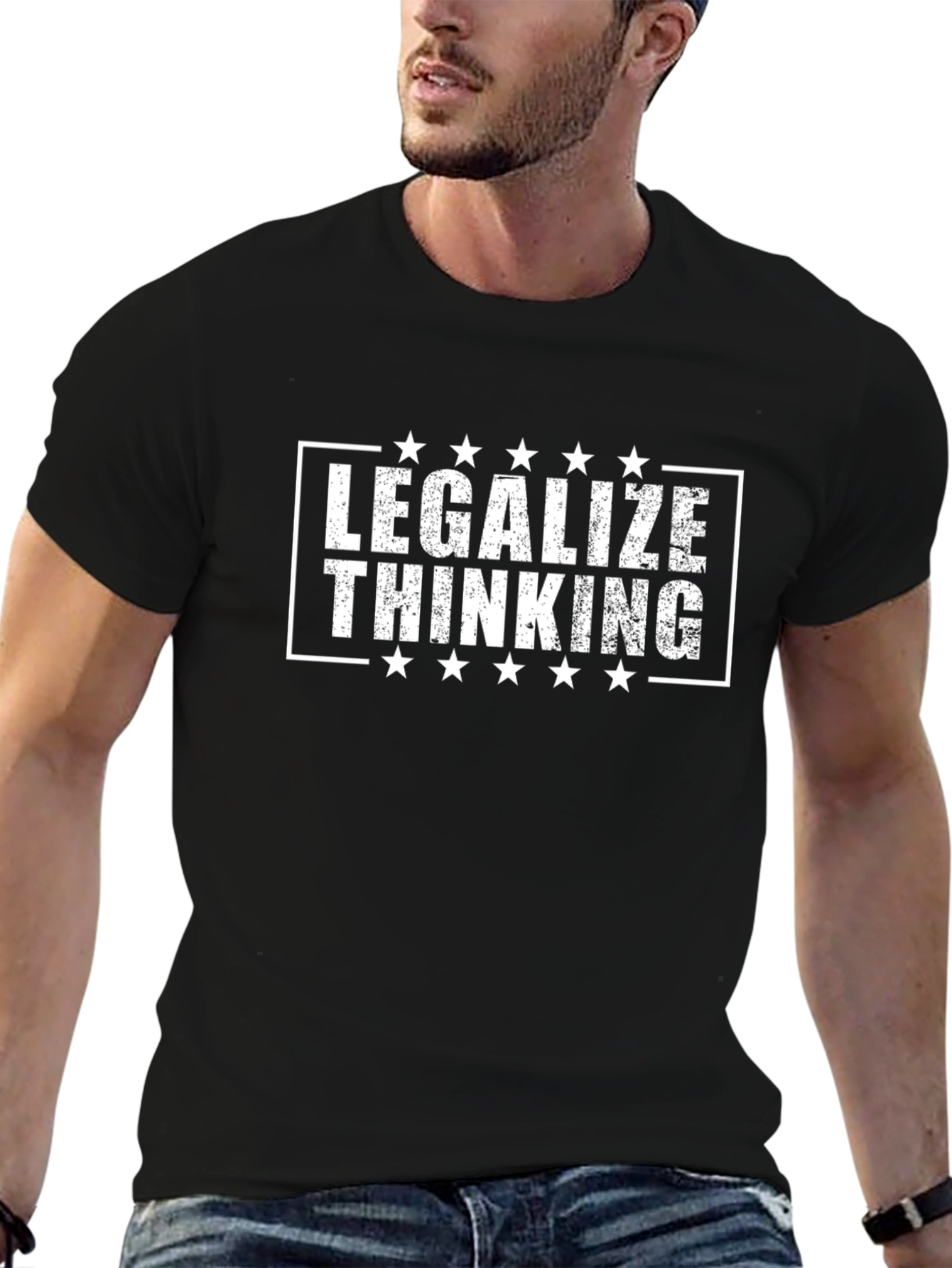 Legalize Thinking Graphic Tee - Black Cotton T-Shirt