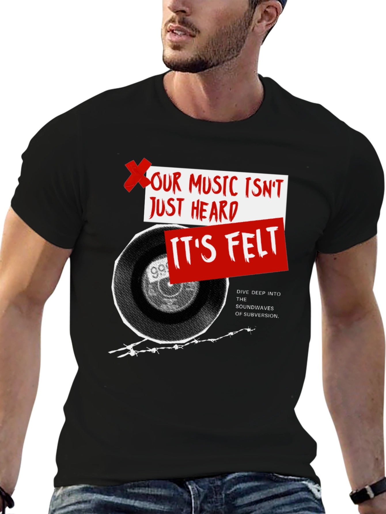 Music Felt T-Shirt - Dive Deep Subversion Sounds