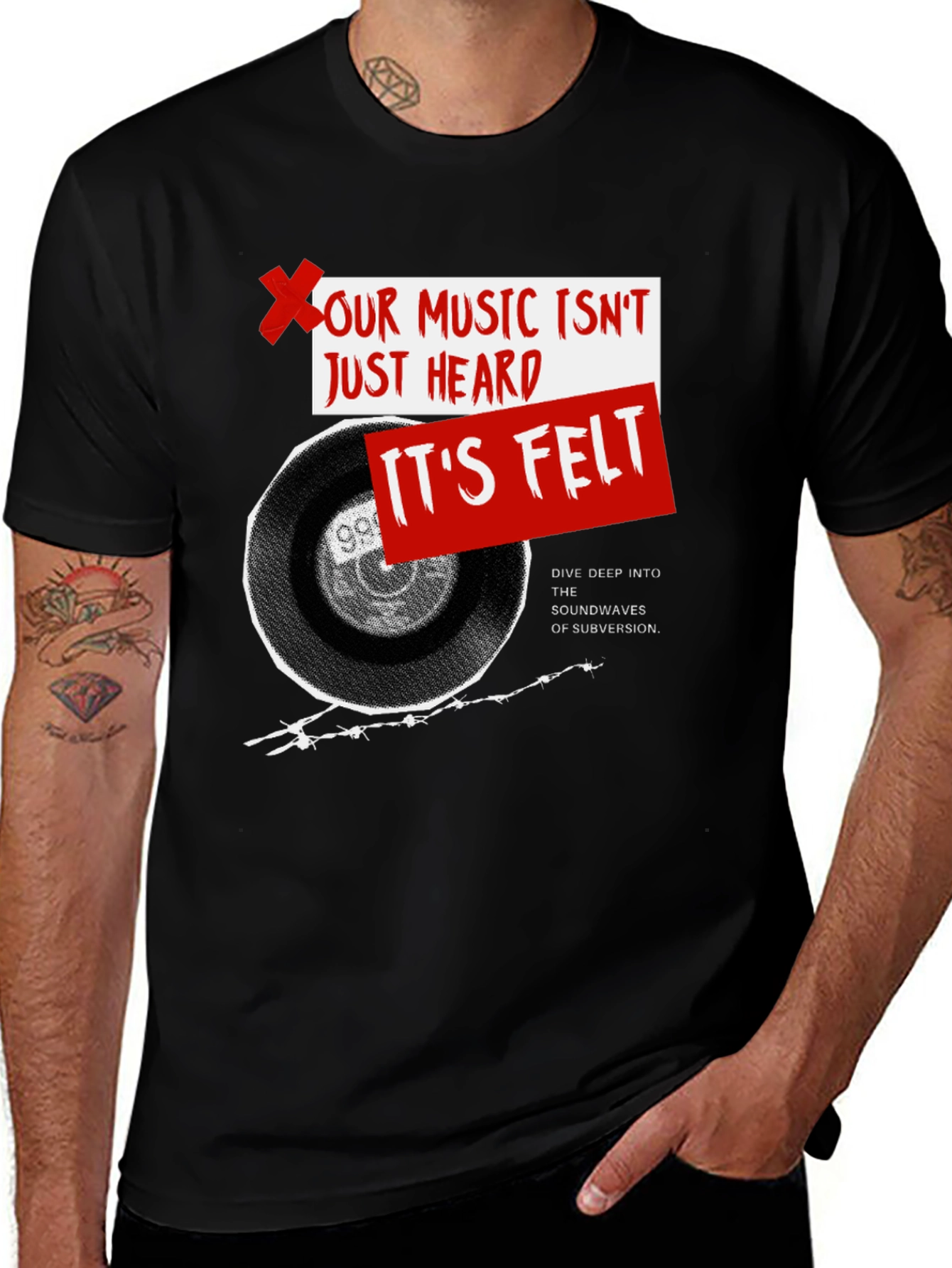 Music Felt T-Shirt - Dive Deep Subversion Sounds