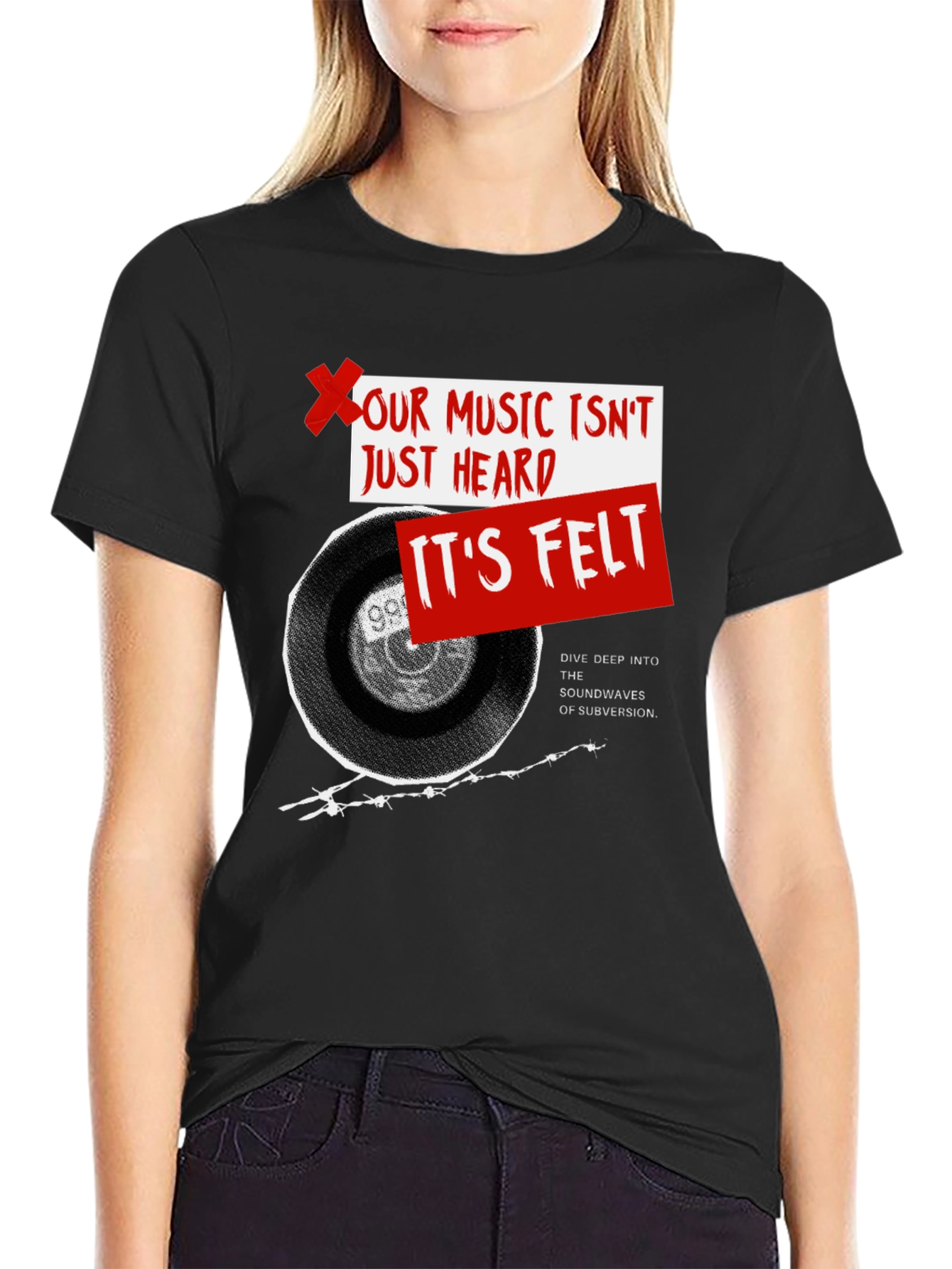 Music Felt T-Shirt - Dive Deep Subversion Sounds