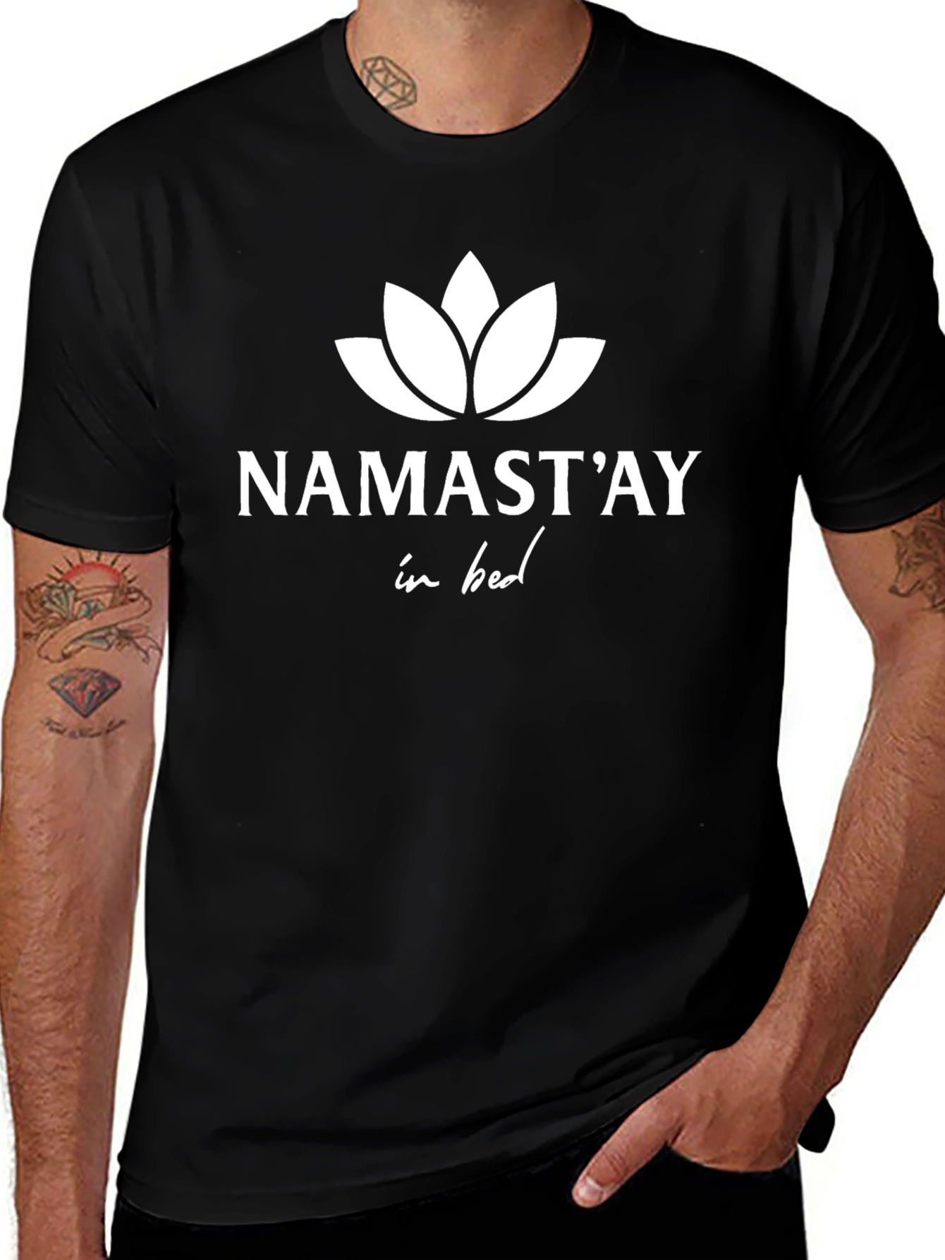 Namastay in Bed Black T-Shirt