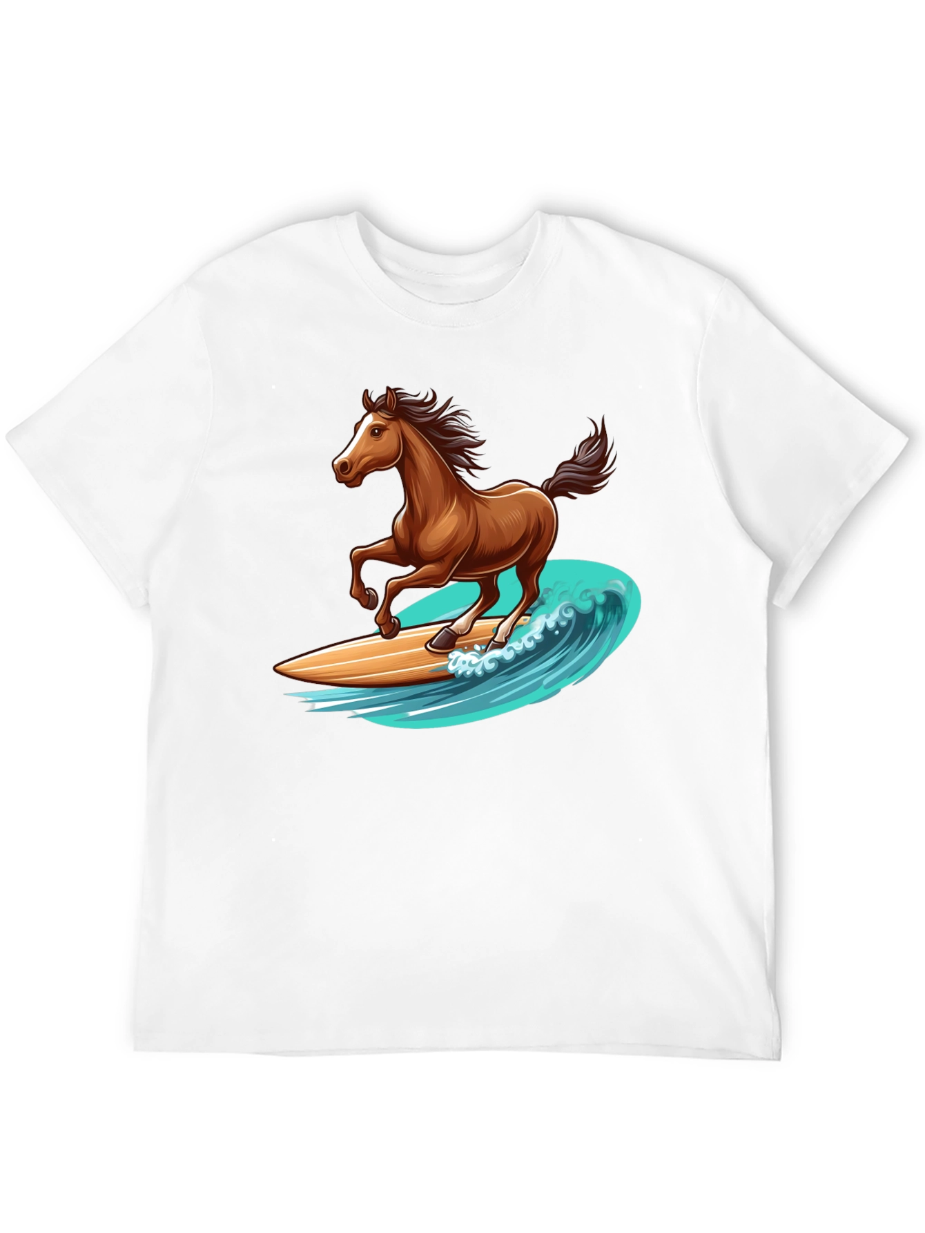 Horse Surfing Wave Graphic T-Shirt