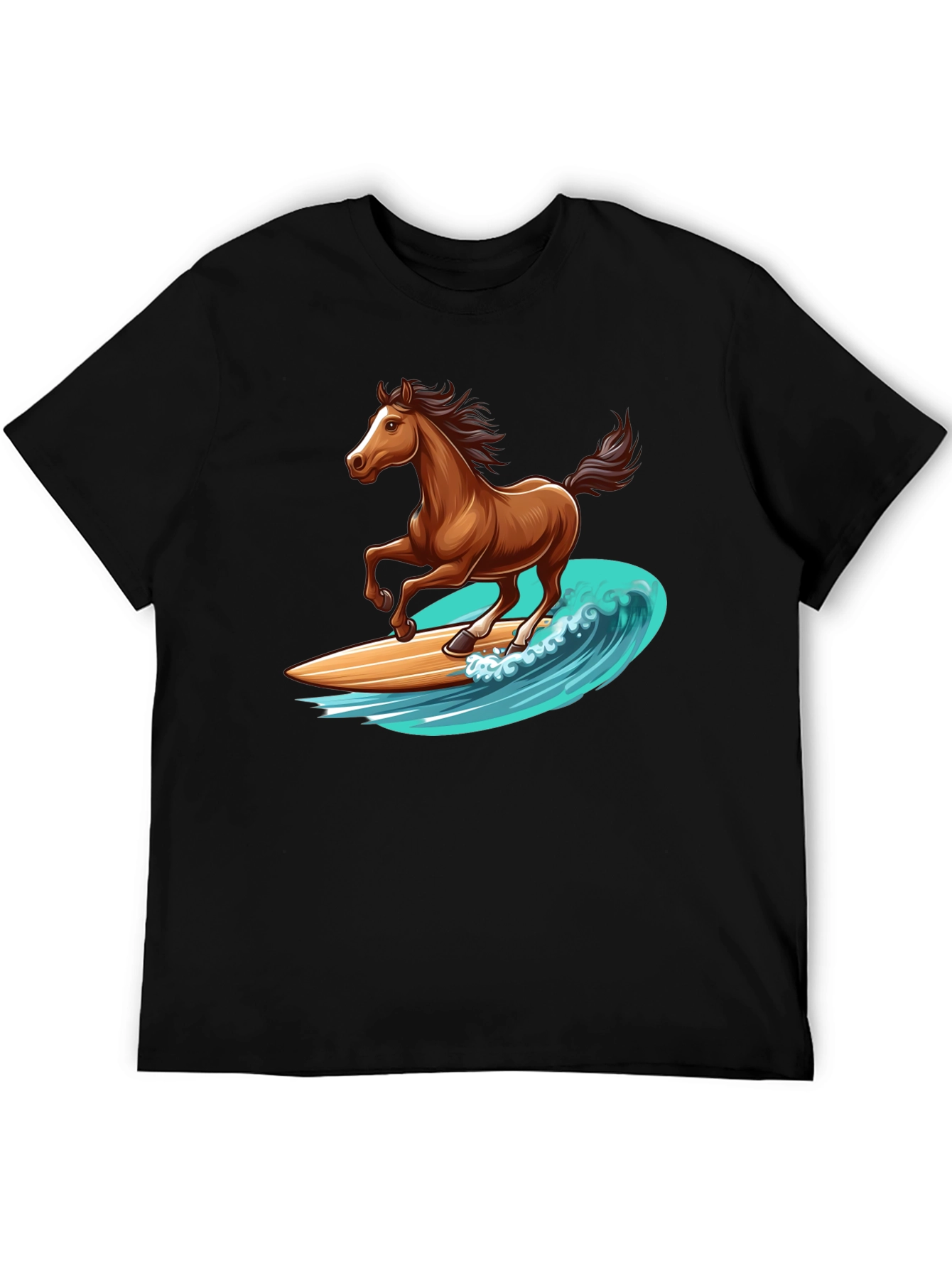 Horse Surfing Wave Graphic T-Shirt