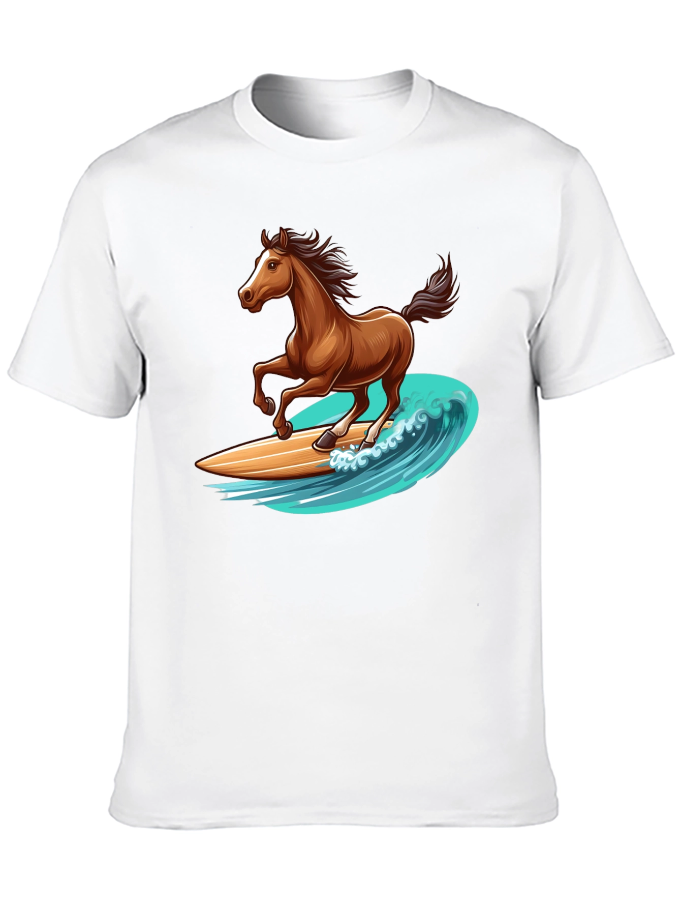 Horse Surfing Wave Graphic T-Shirt