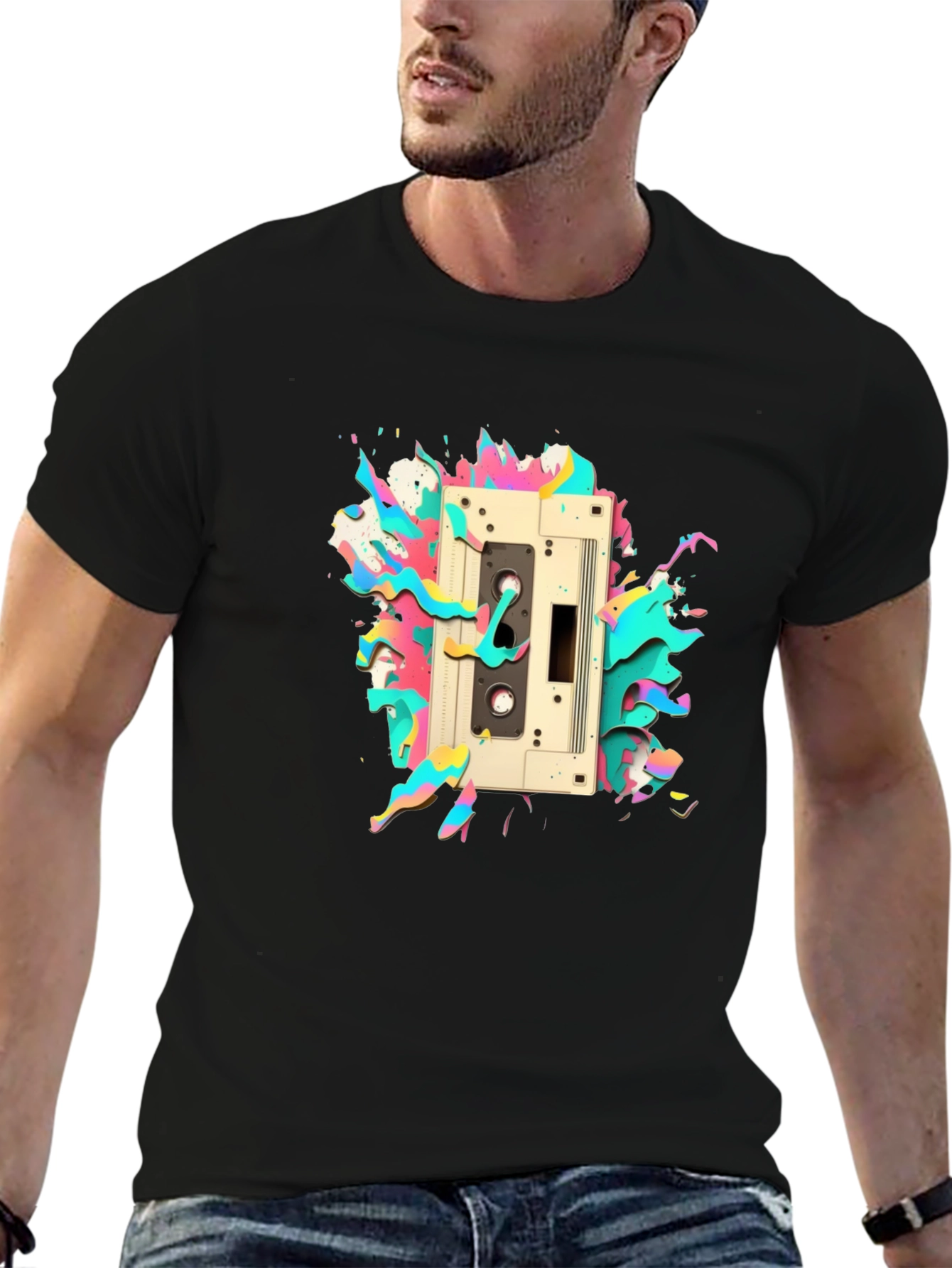 Retro Cassette Tape Graphic Tee - Cool 80s Style