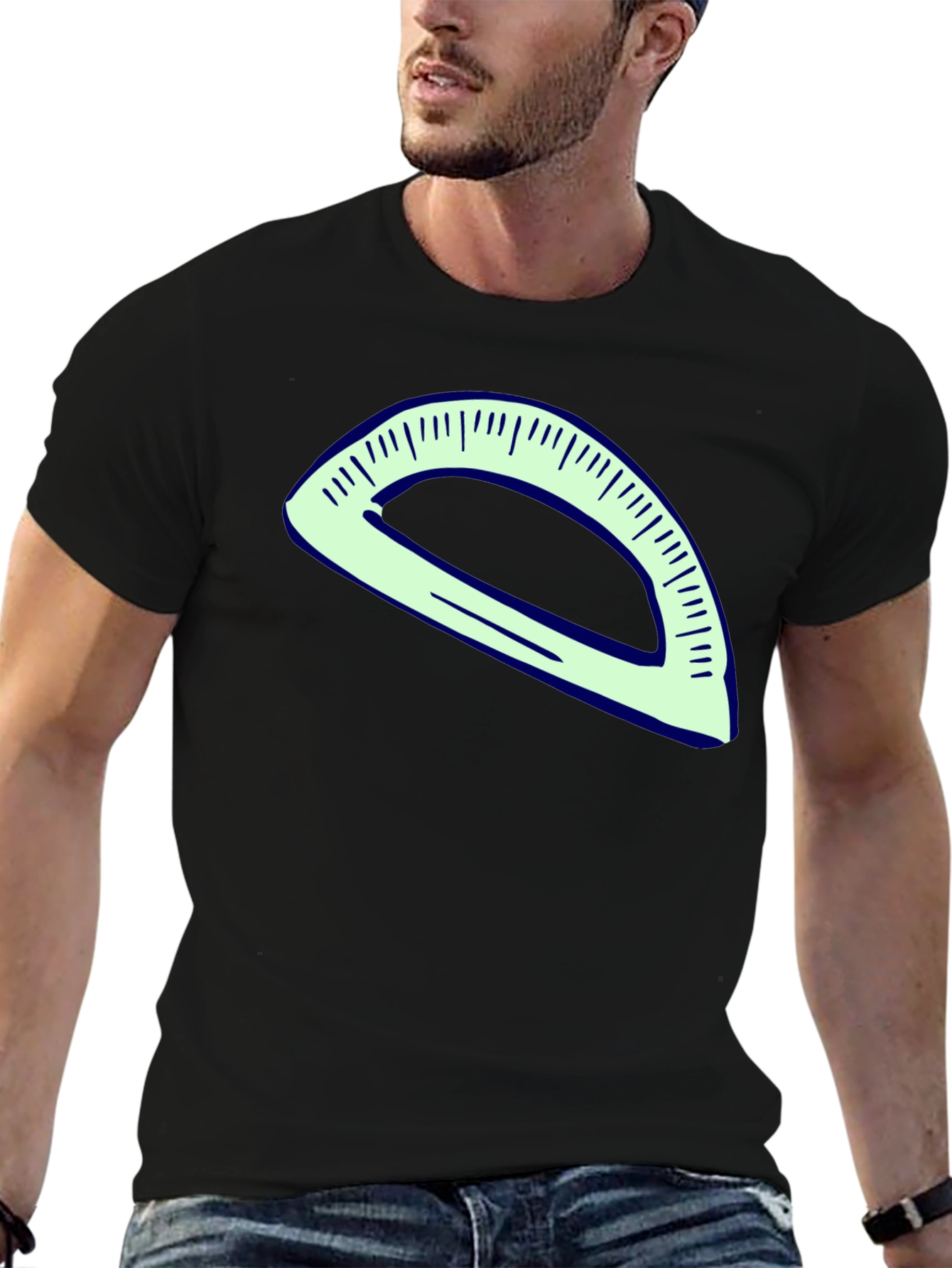 Protractor Graphic Tee - Black Cotton Blend