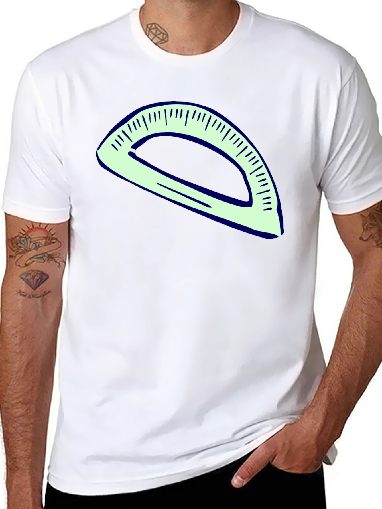 Protractor Graphic Tee - Black Cotton Blend