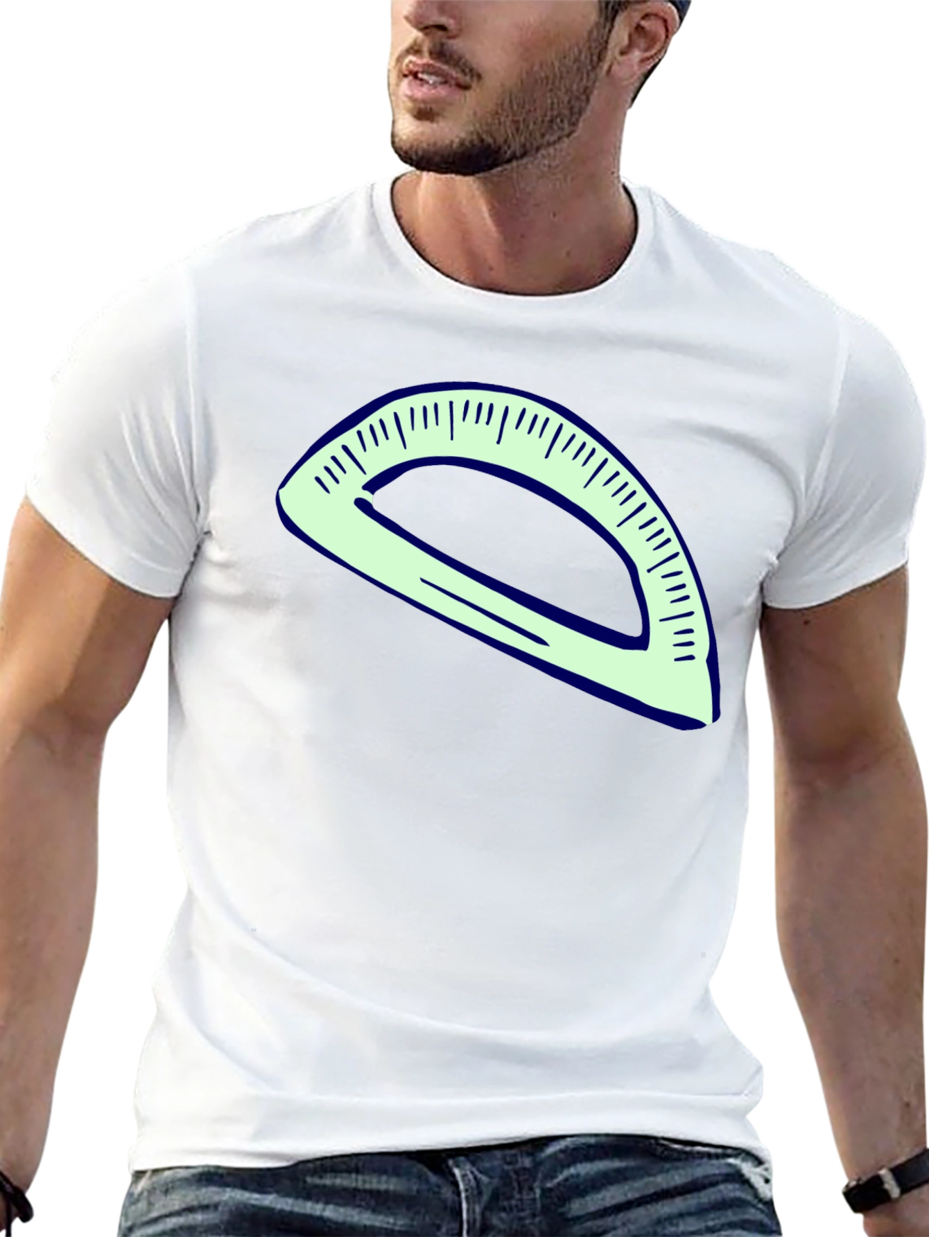 Protractor Graphic Tee - Black Cotton Blend
