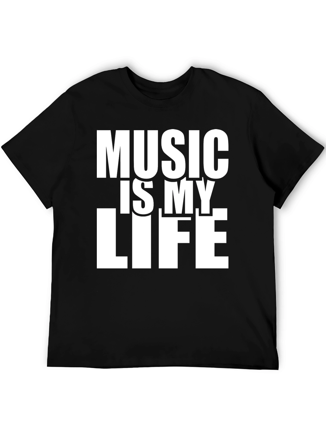 Music is My Life Black Graphic T-Shirt