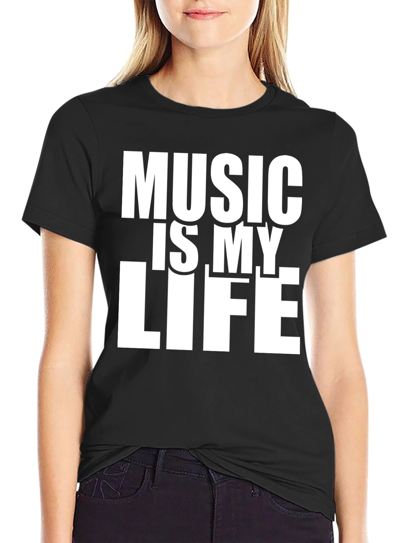 Music is My Life Black Graphic T-Shirt