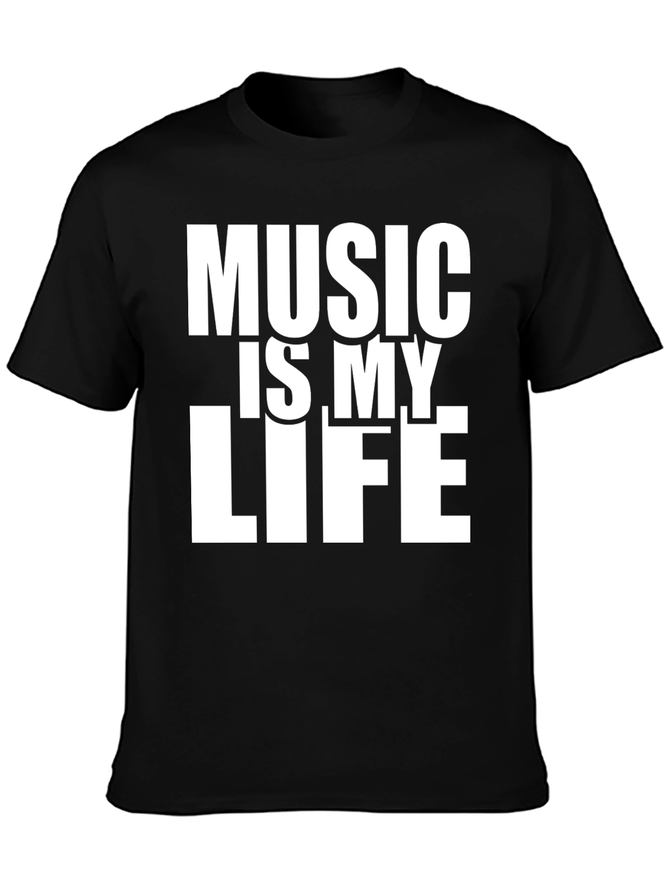 Music is My Life Black Graphic T-Shirt
